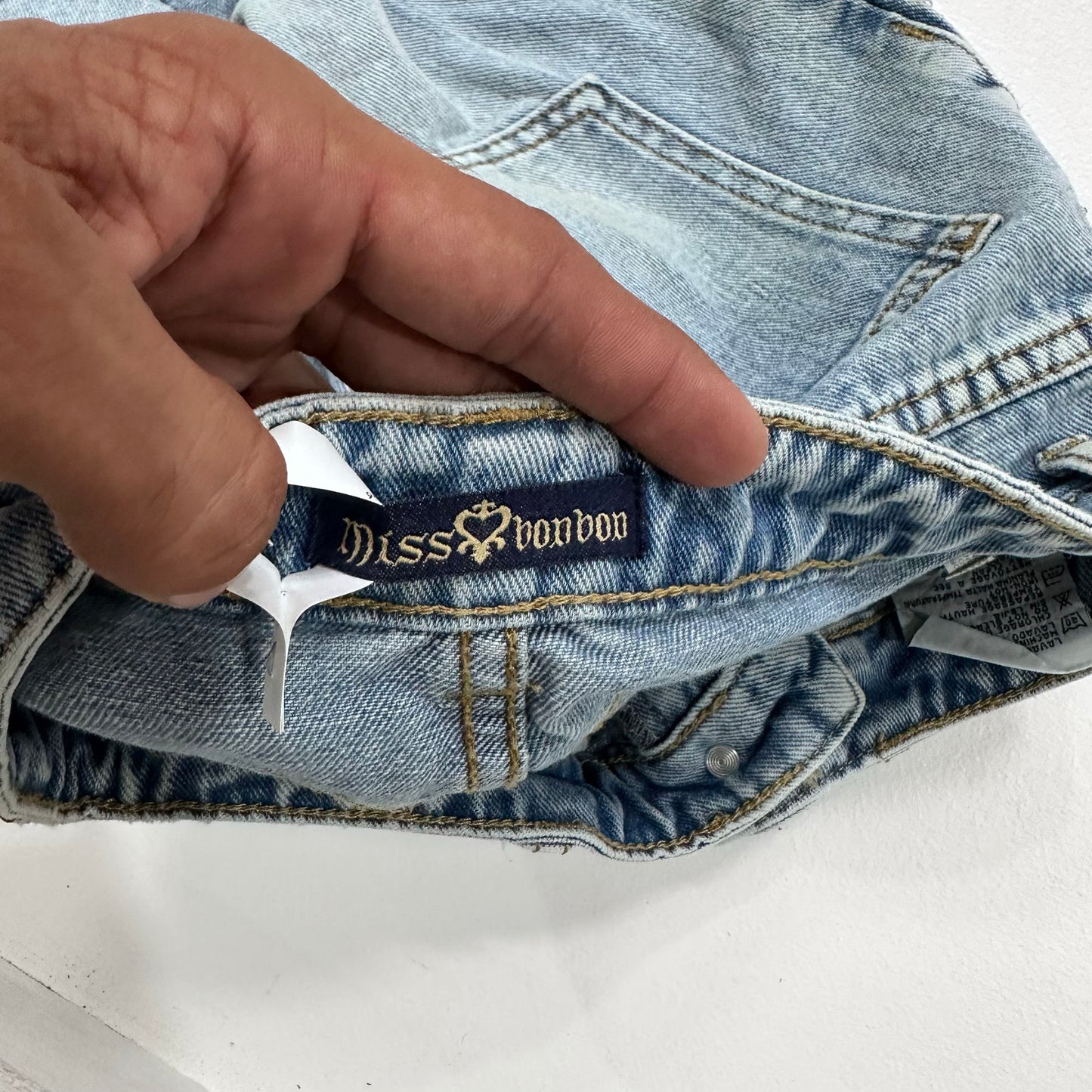 Y2K Rhinestone Denim Skirt