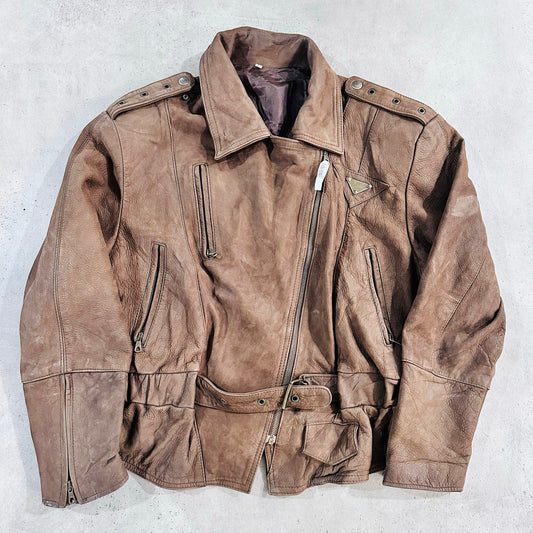 Vintage 70s-90s Italy Retro Double Rider Leather Jackets