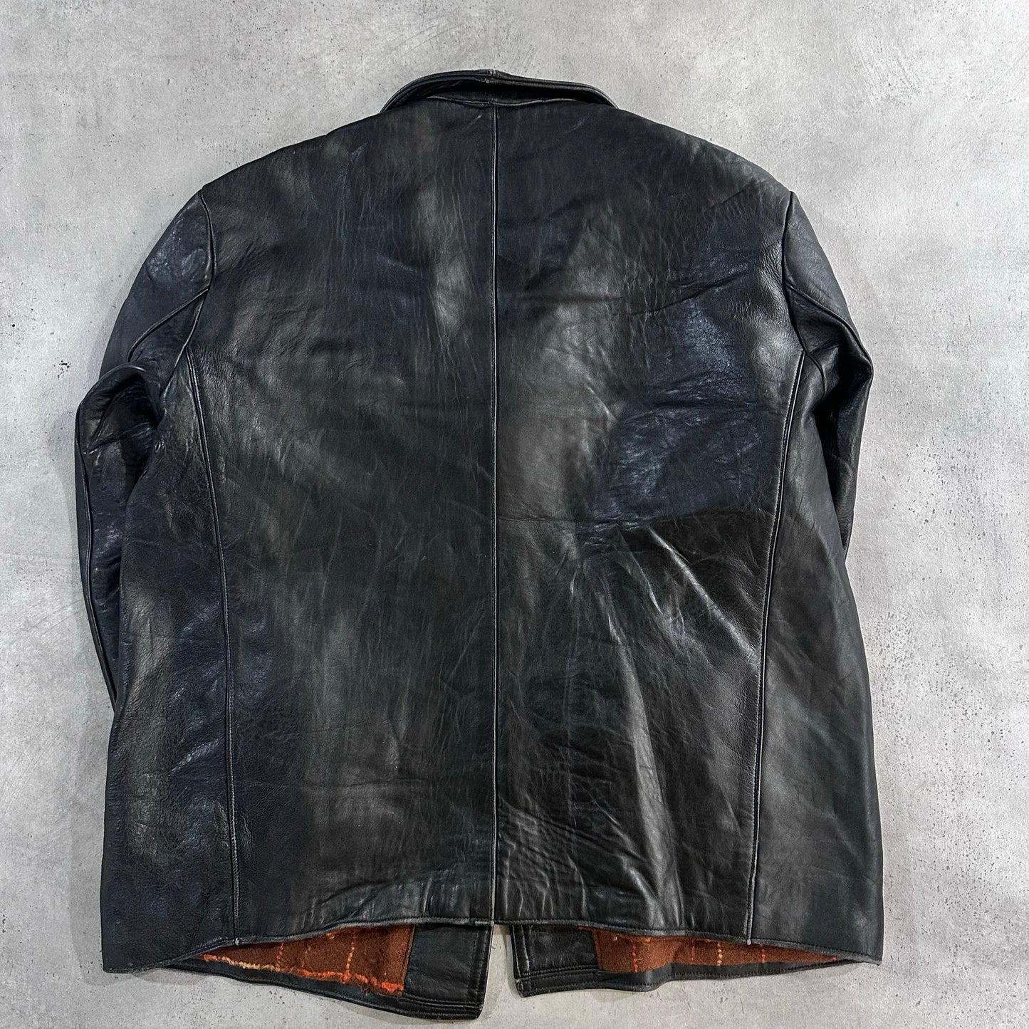 Vintage France Workwear Mid-Length Leather Jackets
