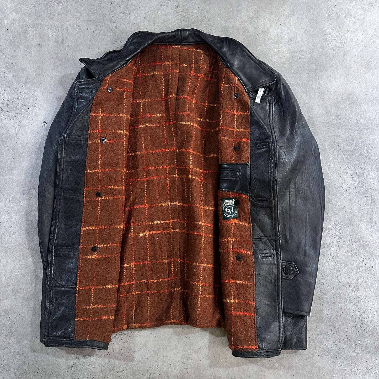 Vintage France Workwear Mid-Length Leather Jackets