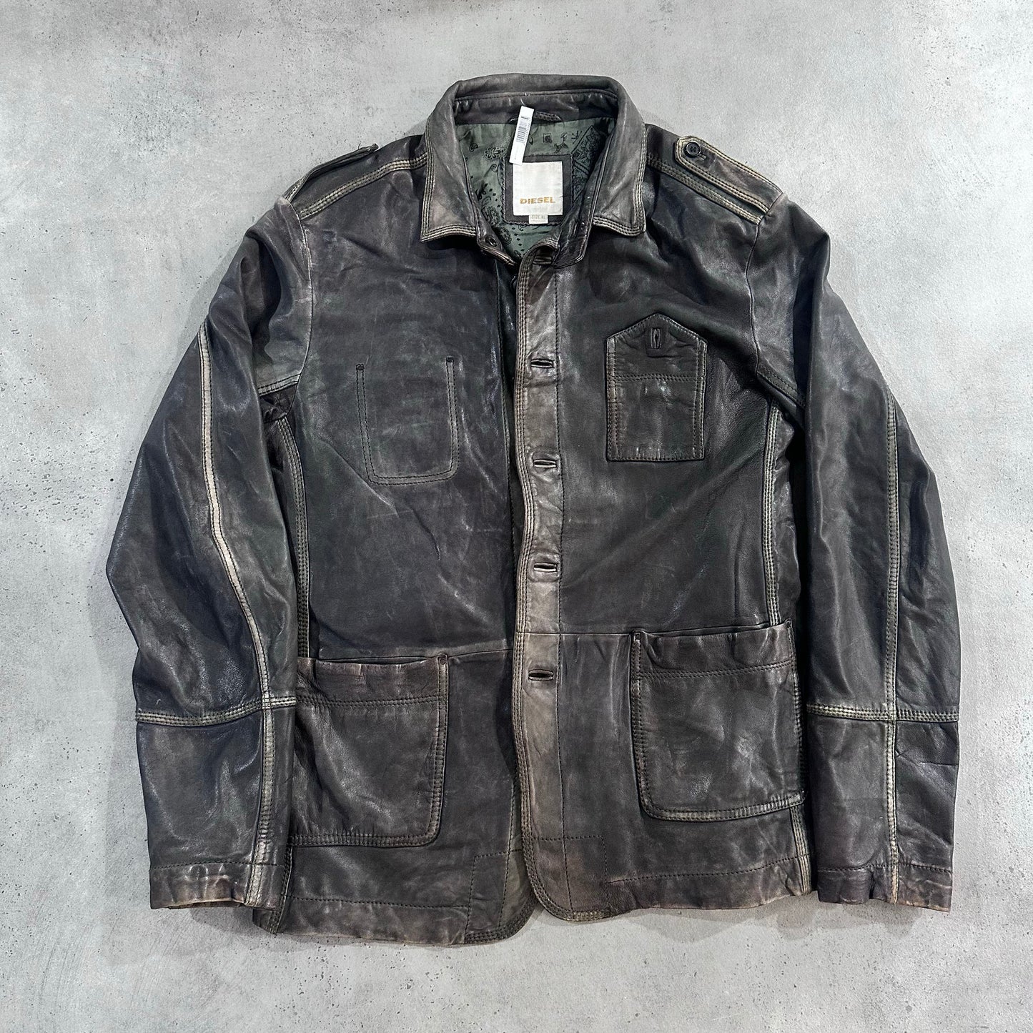 Vintage Turkey Diesel Retro Mid-Length Leather Jackets