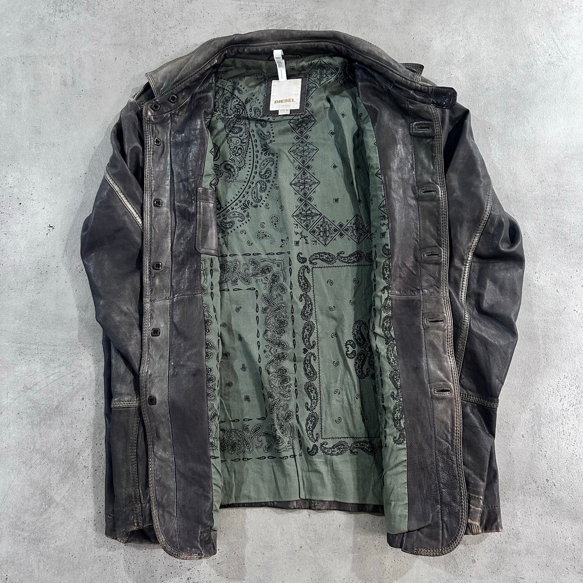 Vintage Turkey Diesel Retro Mid-Length Leather Jackets