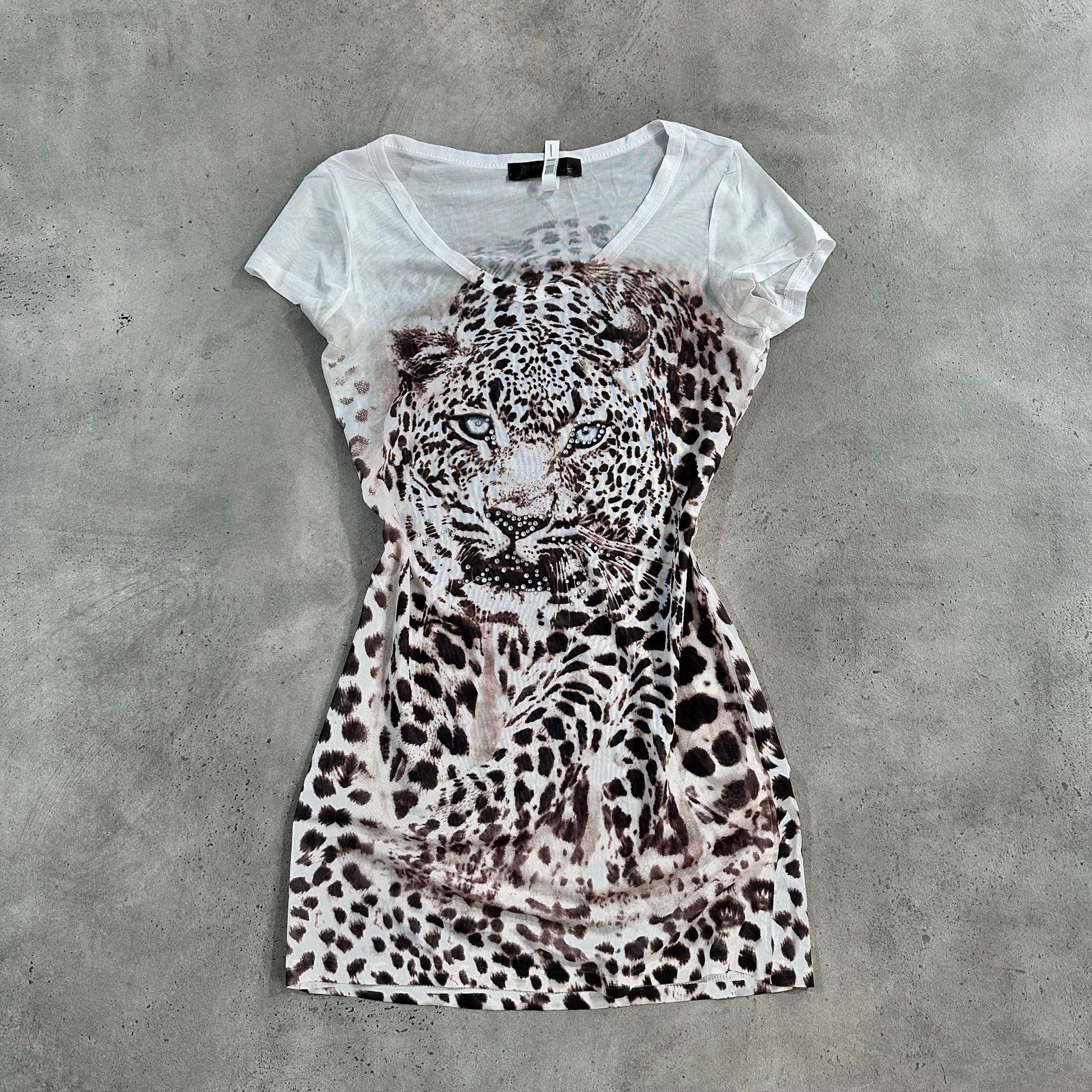 Y2K Animal Print Rhinestone Printed ReDial Bodycon Dress
