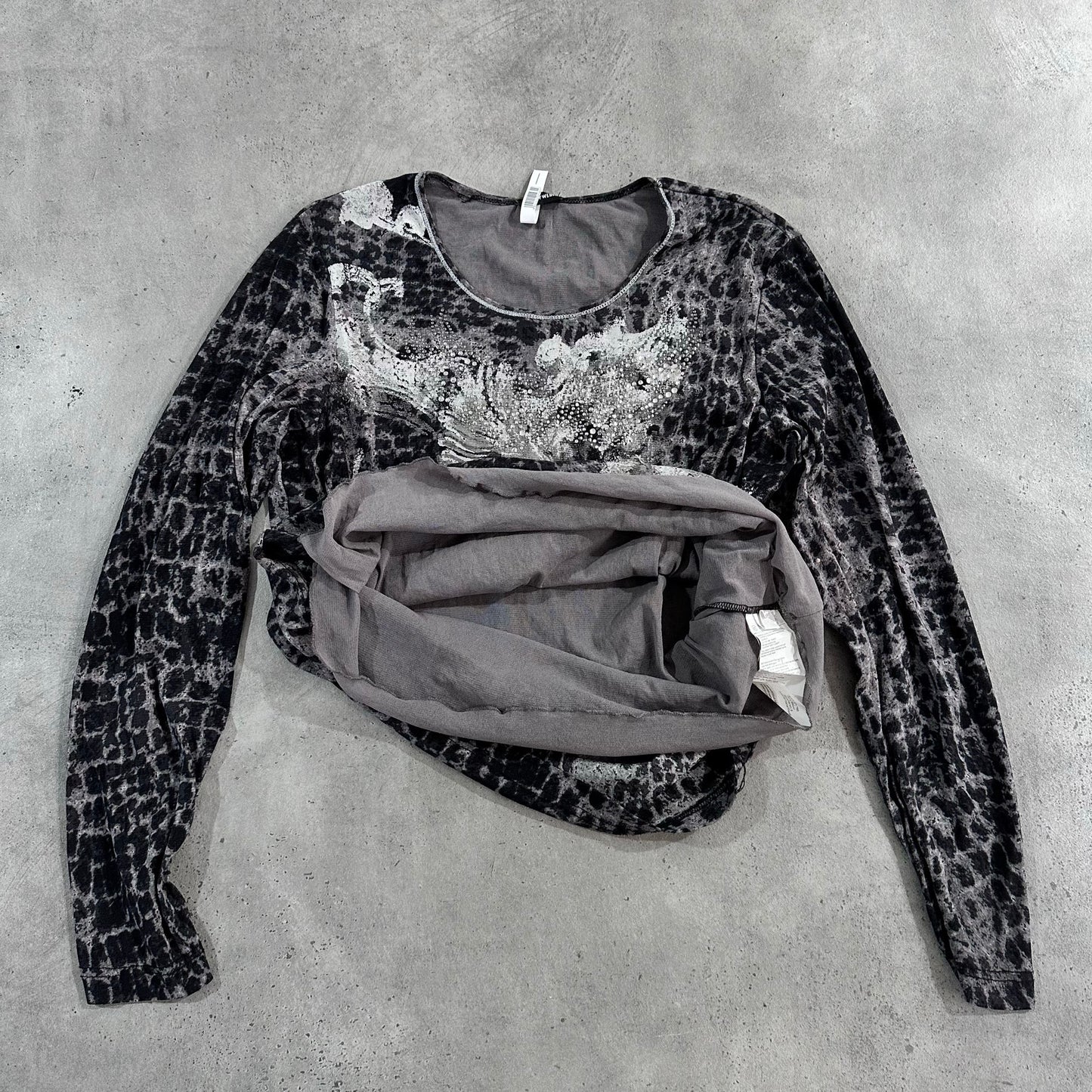 Y2K Rhinestone Mesh Printed Gerry Weber T-Shirt