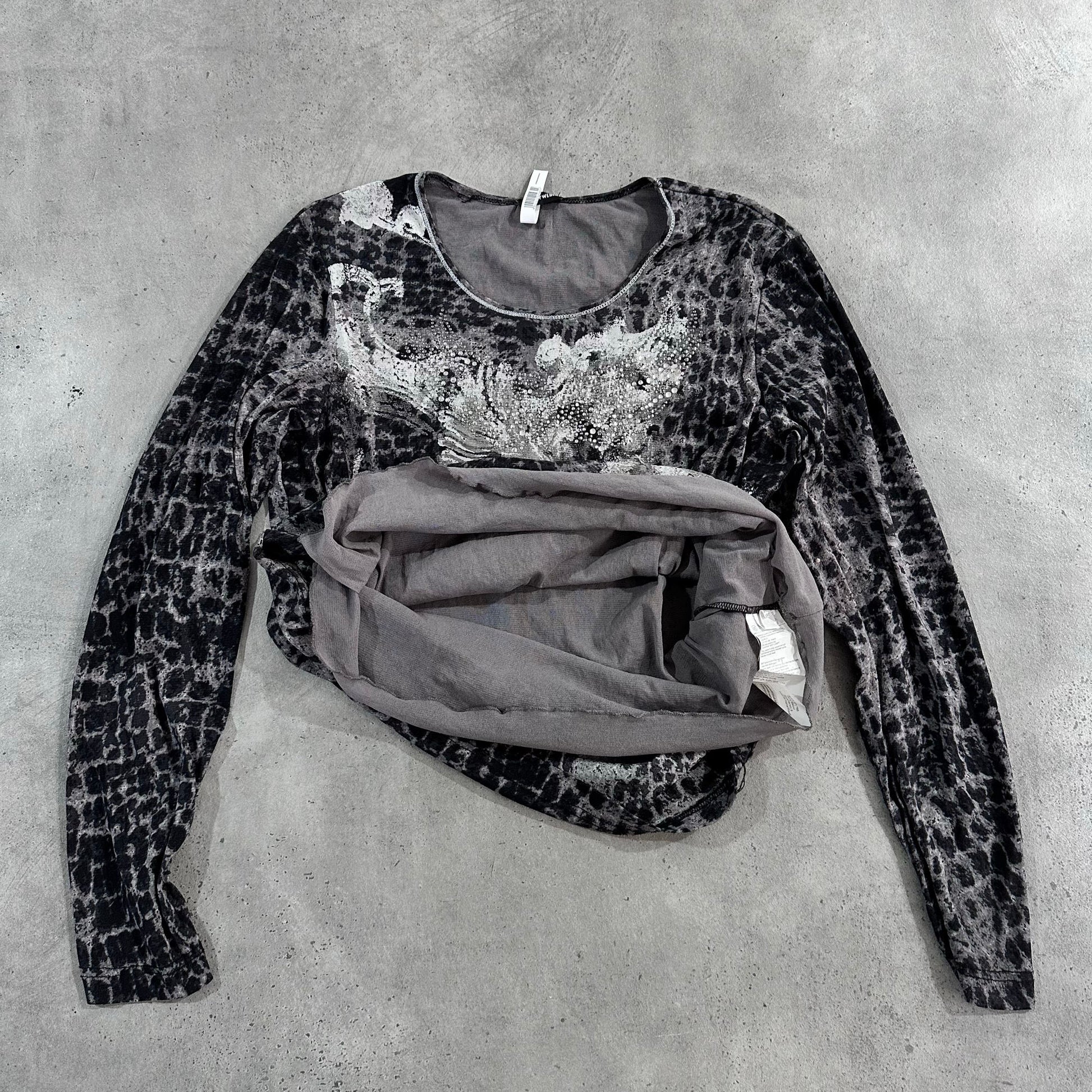 Y2K Rhinestone Mesh Printed Gerry Weber T-Shirt