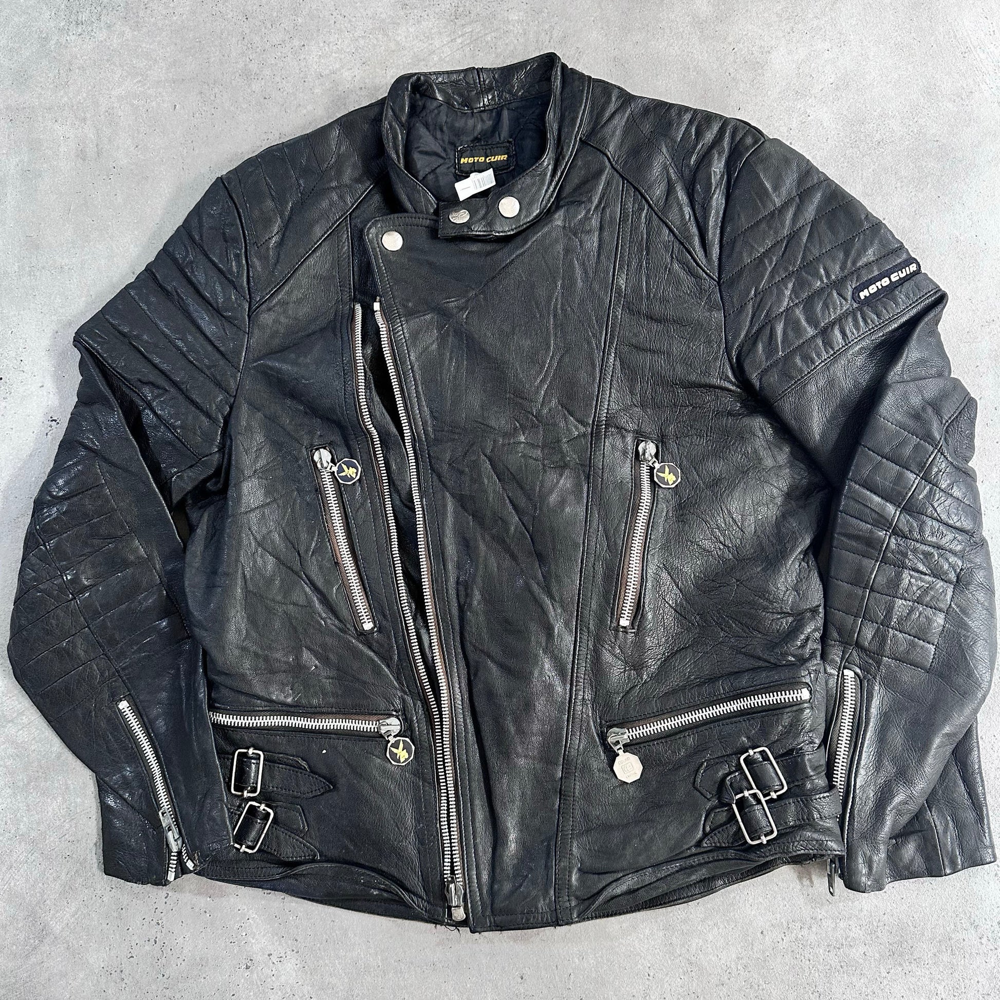 Vintage 70s-90s France Double Rider Leather Jackets