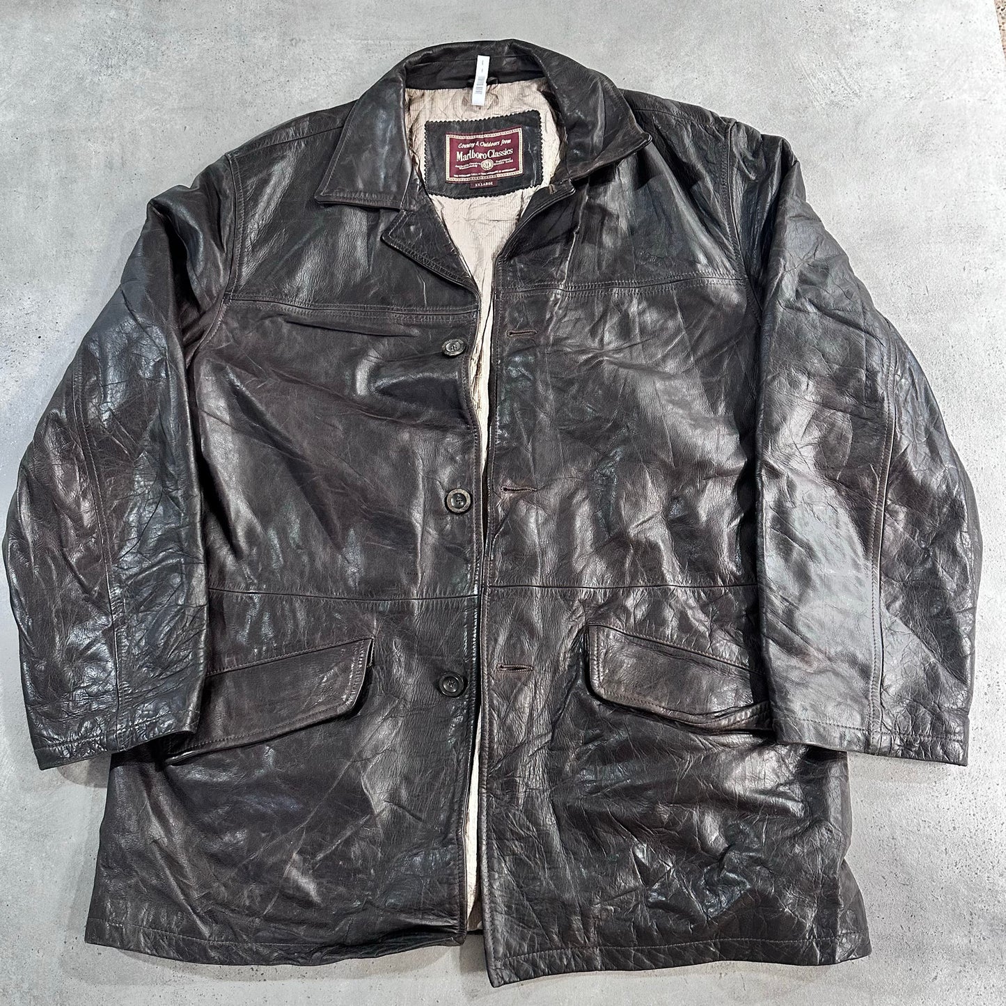 Vintage 70s-90s Romania Marlboro Retro Mid-Length Leather Jackets