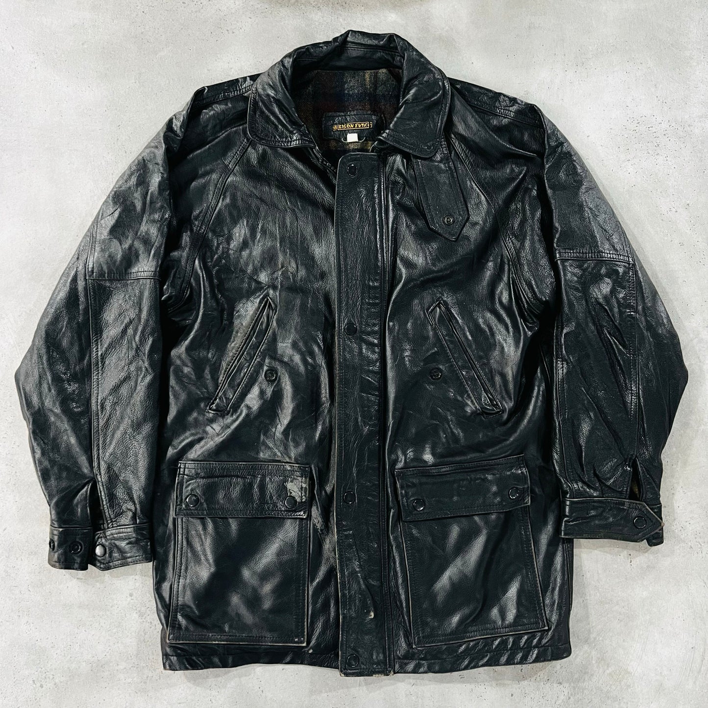 Vintage France Military Mid-Length Leather Jackets