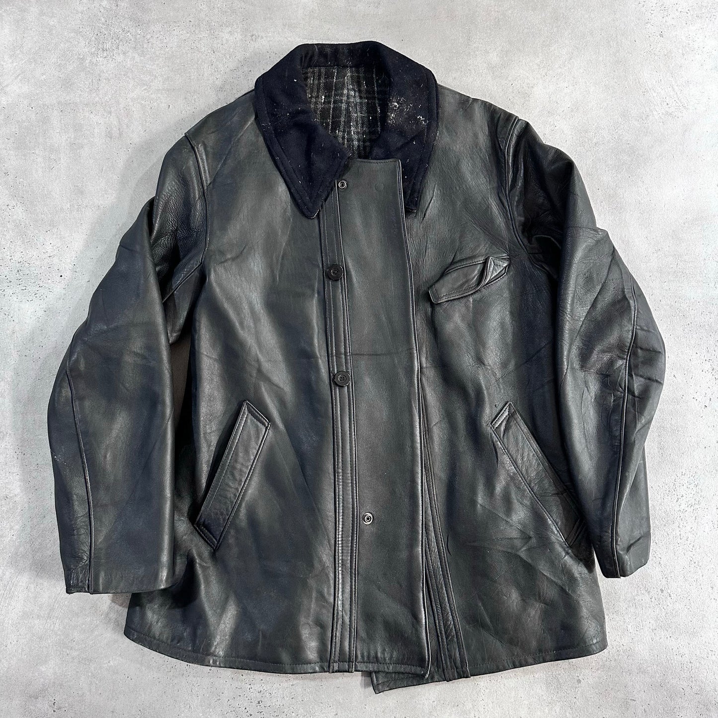 Vintage 50s-60s France Workwear Mid-Length Leather Jackets