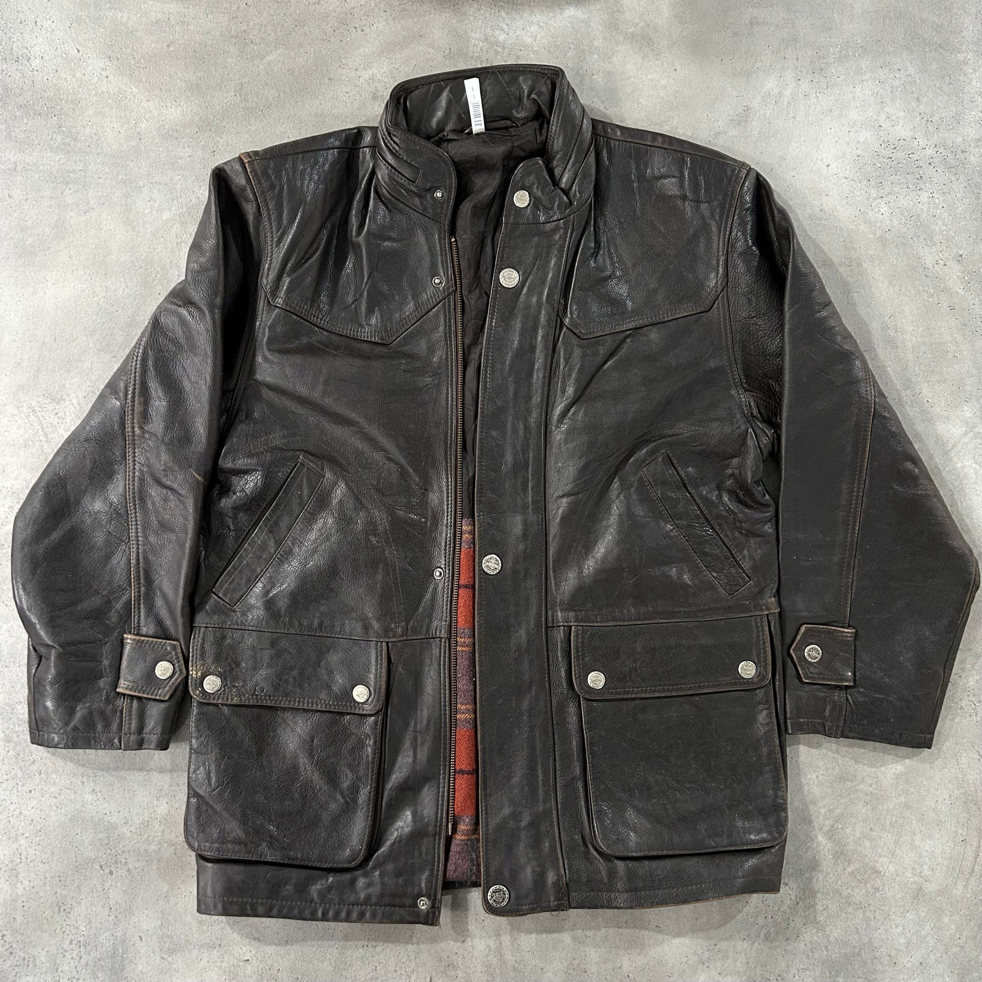 Vintage 70s-90s France Chevignon Retro Mid-Length Leather Jackets