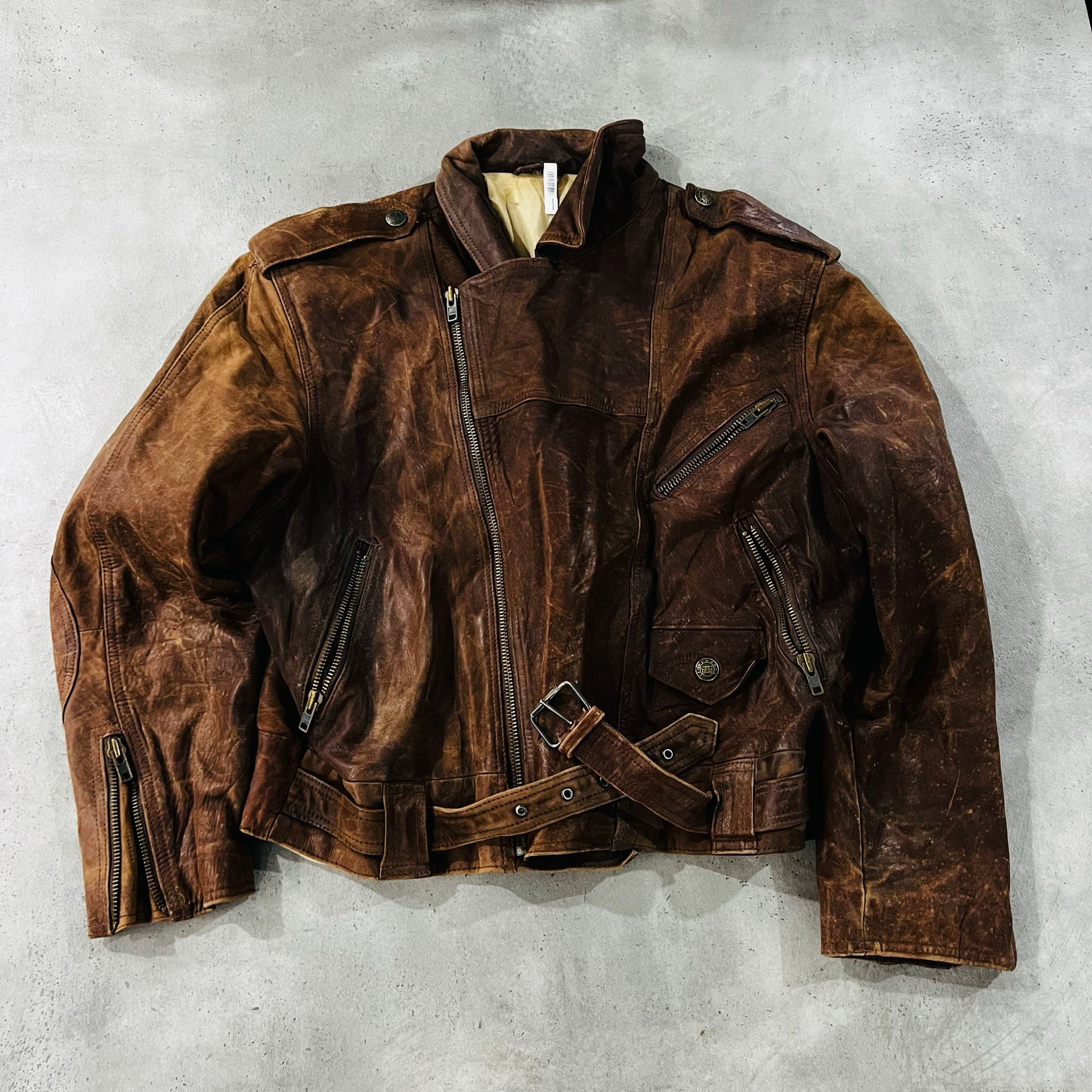 Vintage 70s-90s France Chevignon Retro Double Rider Leather Jackets