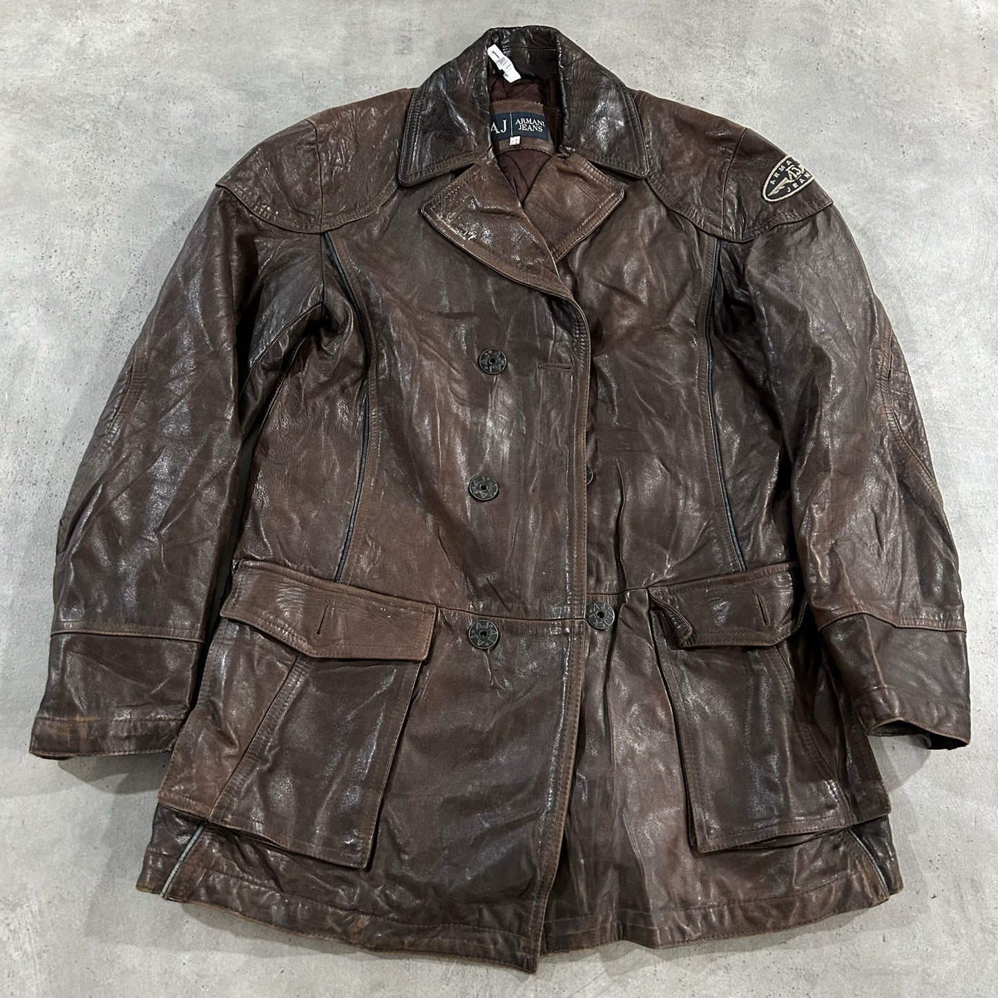 Vintage 70s-90s Italy Armani Pre-owned Luxury Mid-Length Leather Jackets
