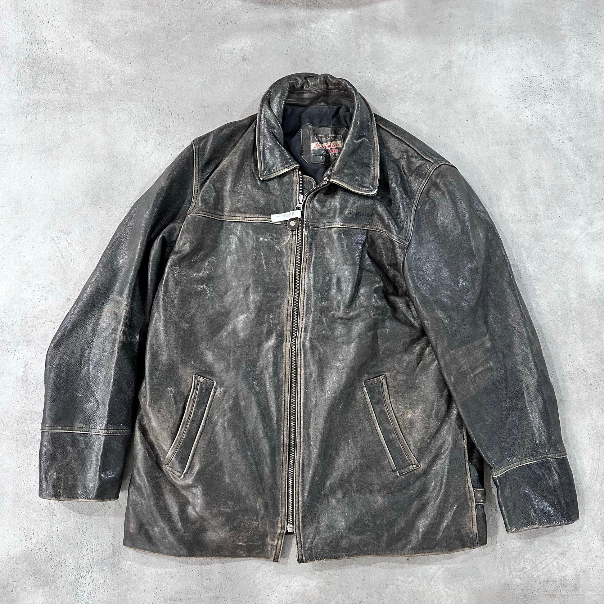 Vintage France Redskins Retro Mid-Length Leather Jackets
