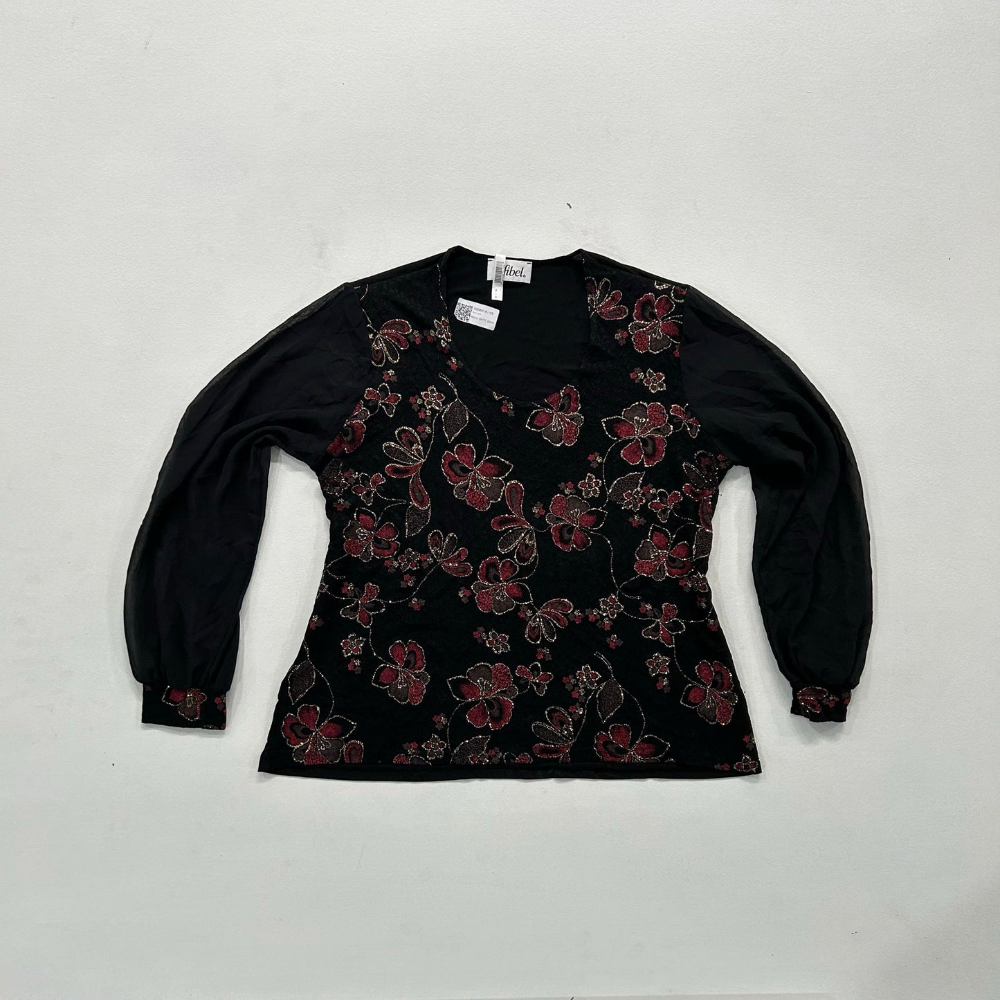 France vintage Retro Floral Afibel Blouse