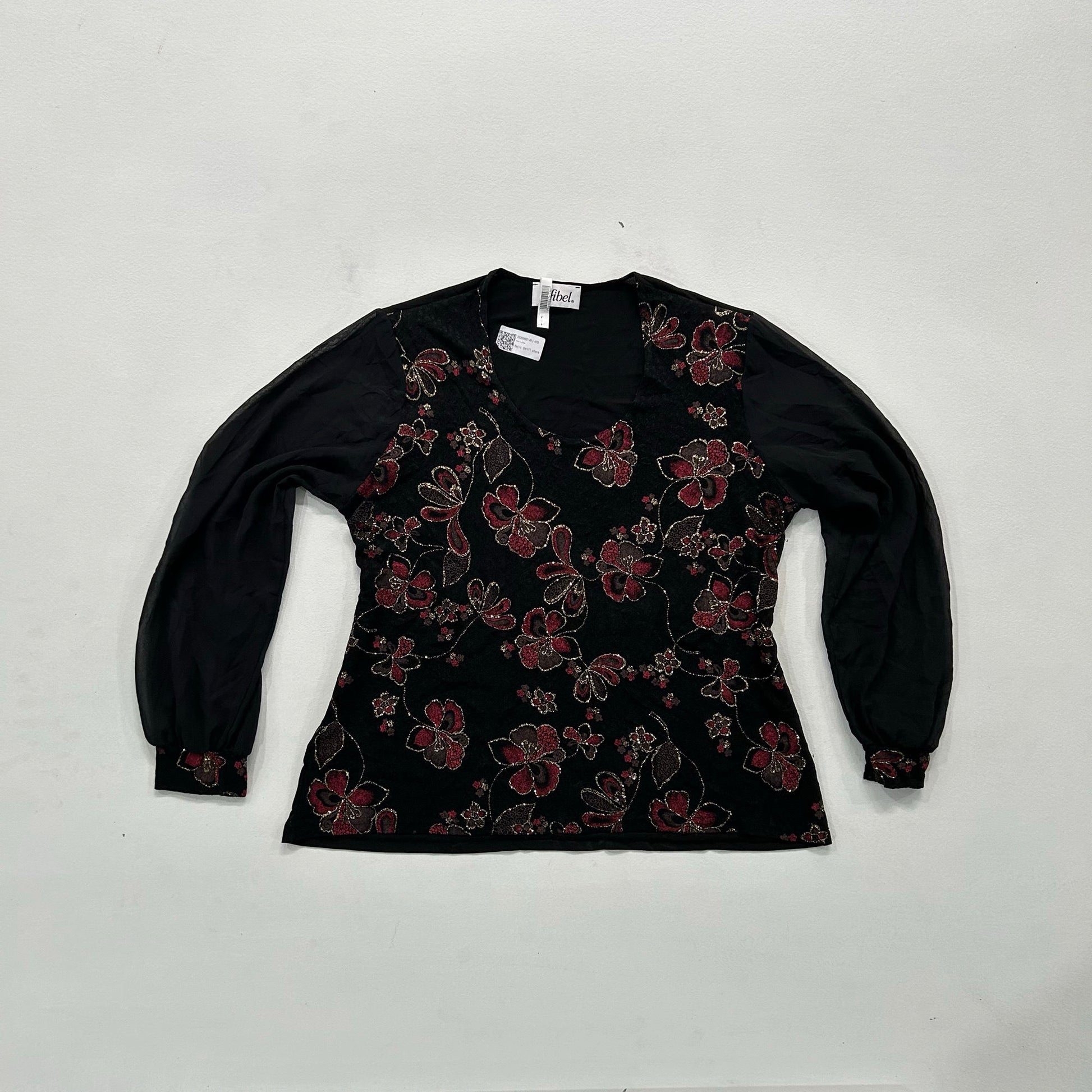 France vintage Retro Floral Afibel Blouse