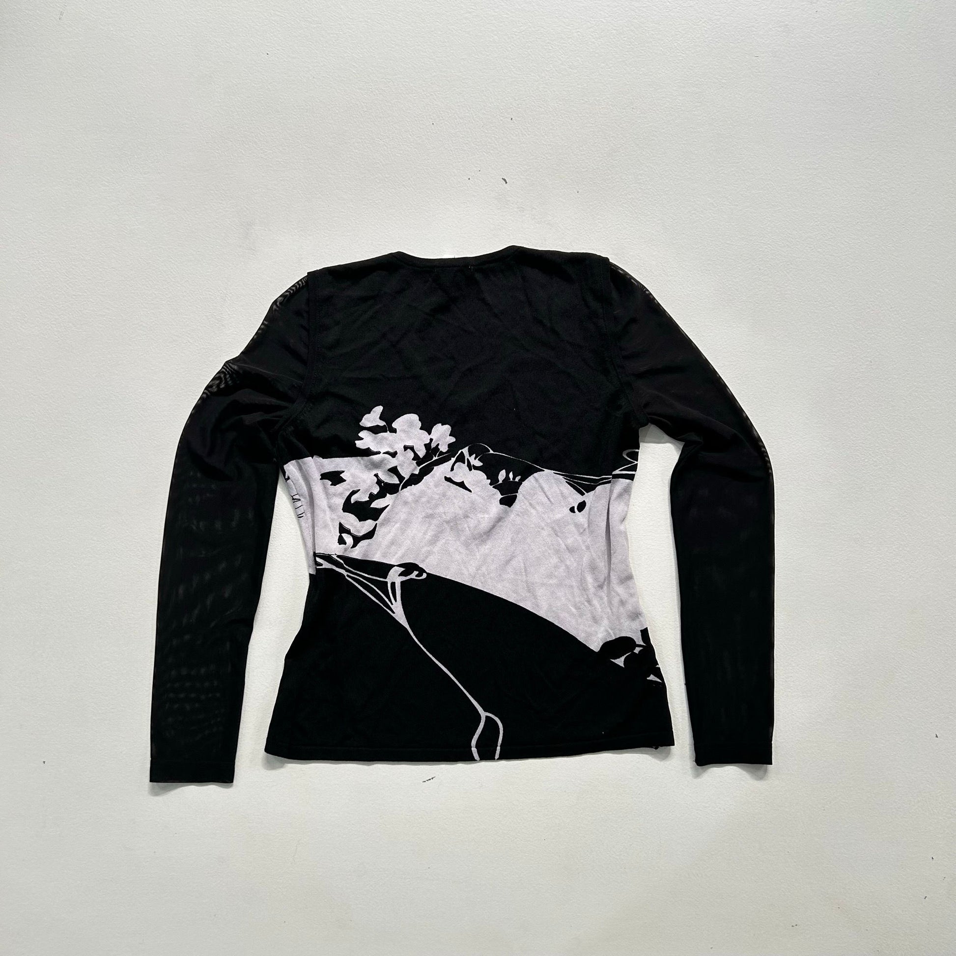 Y2K Mesh Printed Christina Blouse