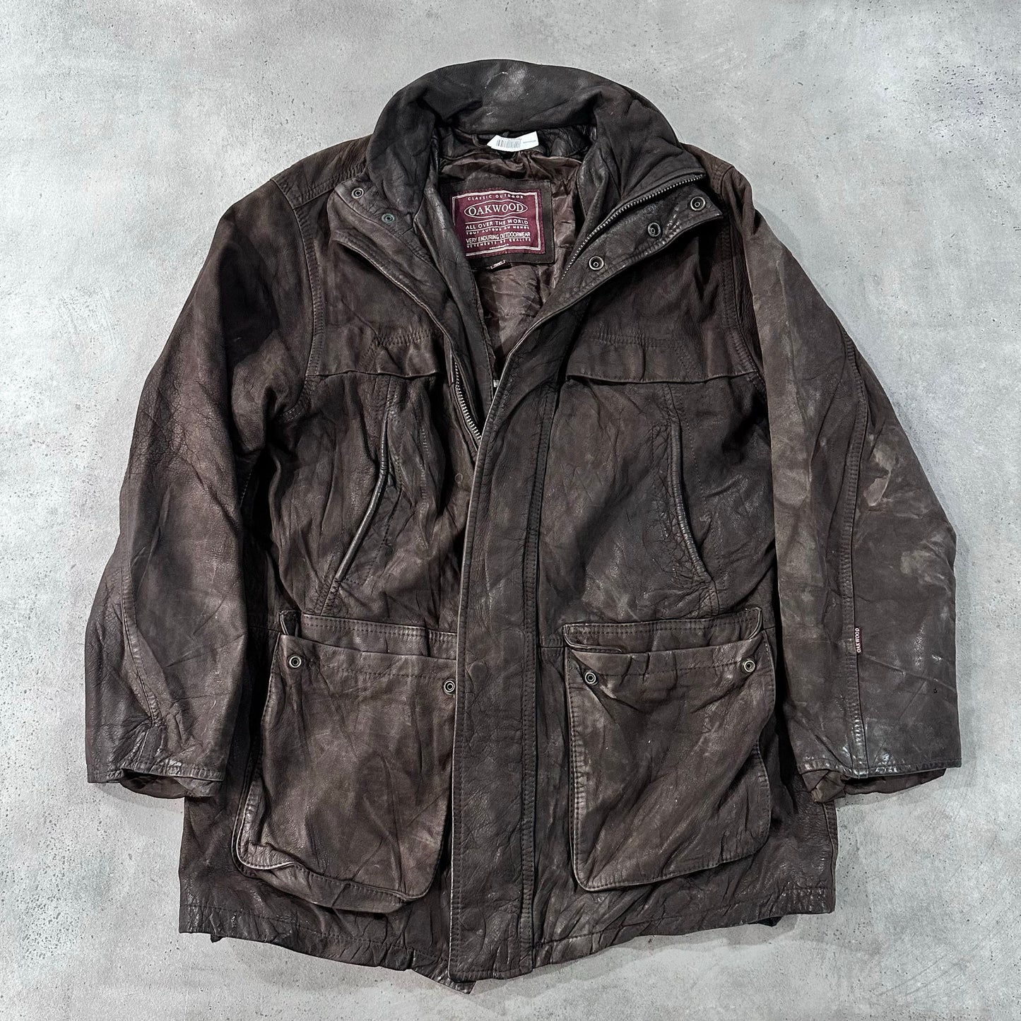 Vintage Oakwood Retro Mid-Length Leather Jackets
