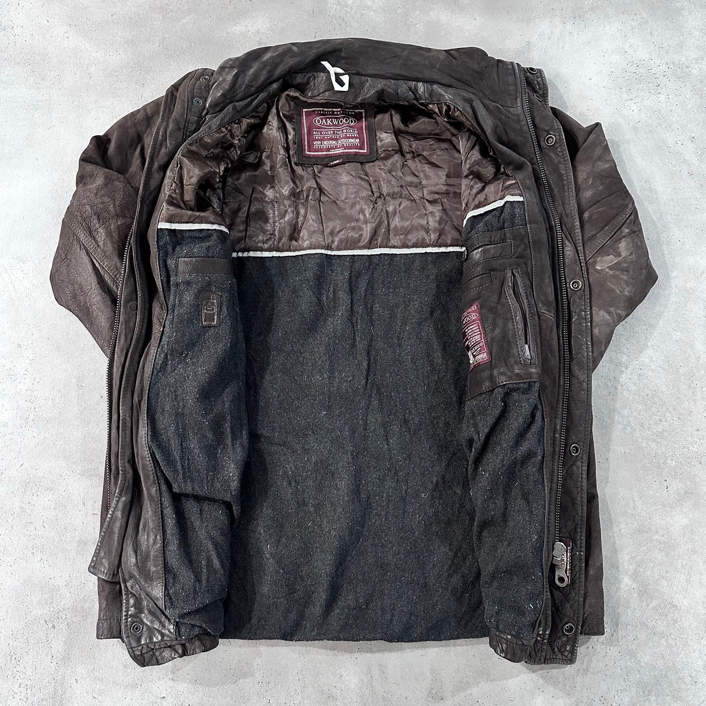 Vintage Oakwood Retro Mid-Length Leather Jackets