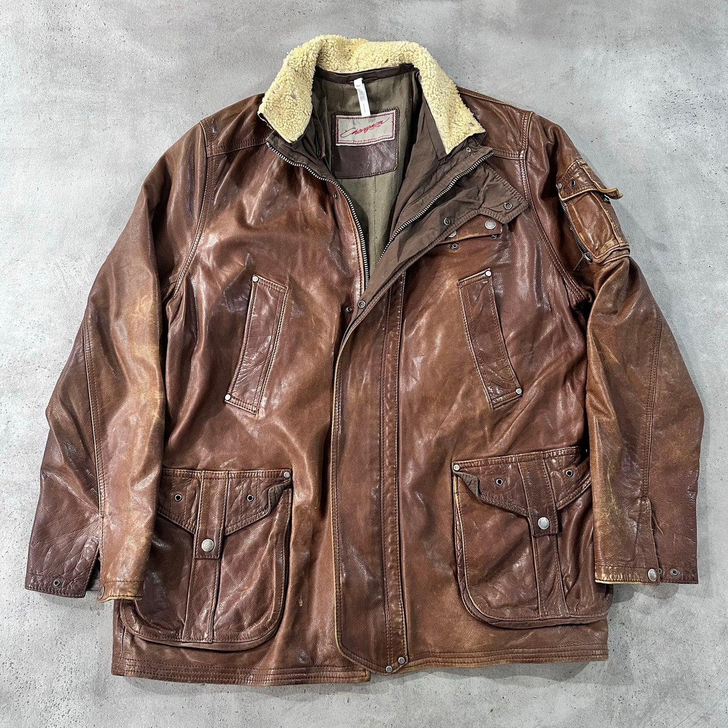 Vintage 70s-90s France Chevignon Retro Mid-Length Leather Jackets