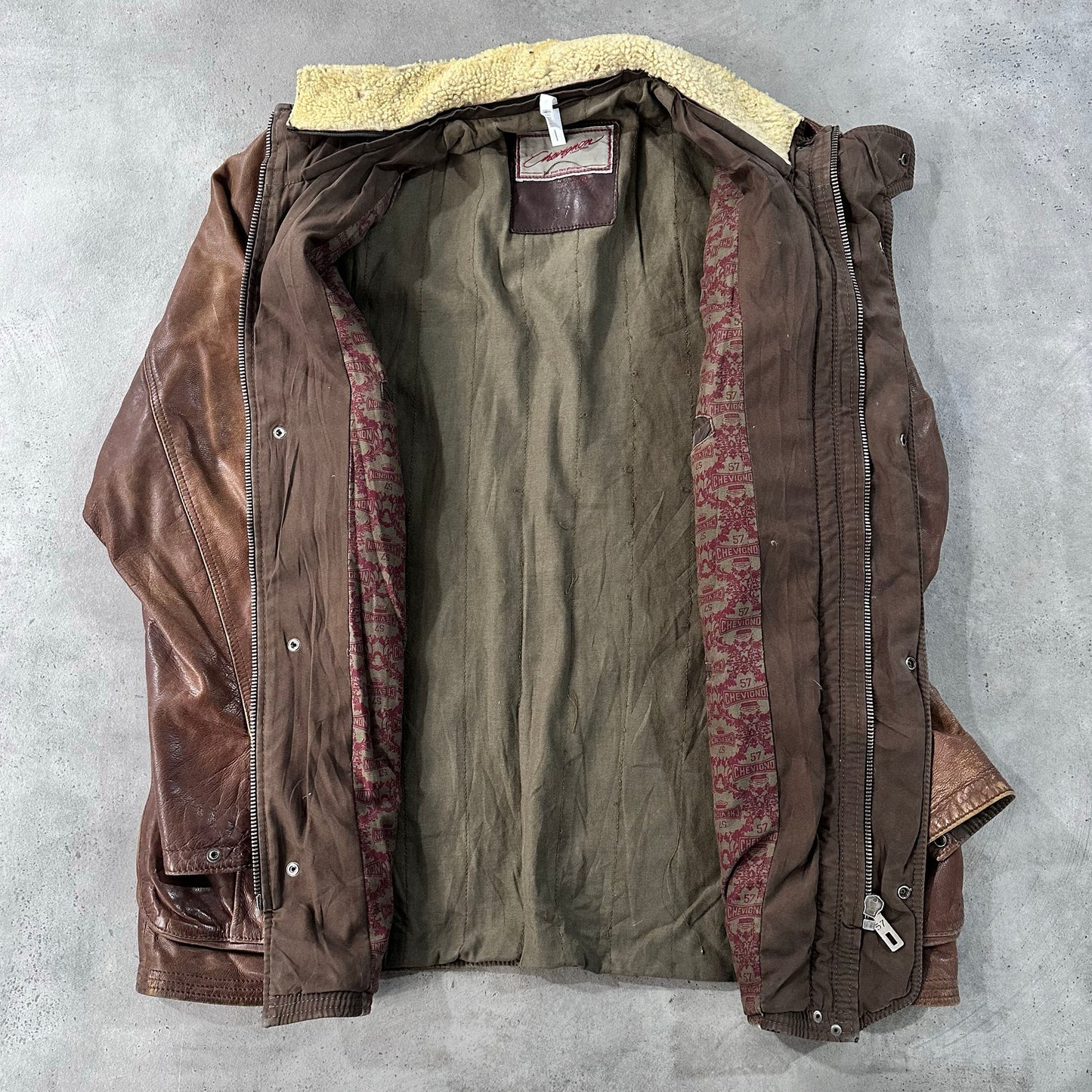 Vintage 70s-90s France Chevignon Retro Mid-Length Leather Jackets