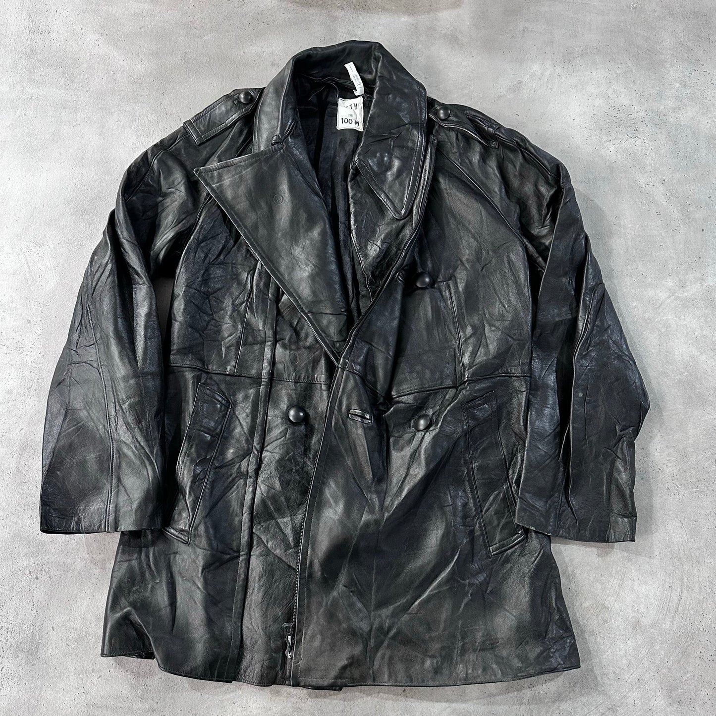 Vintage 70s-90s France Military Mid-Length Leather Jackets