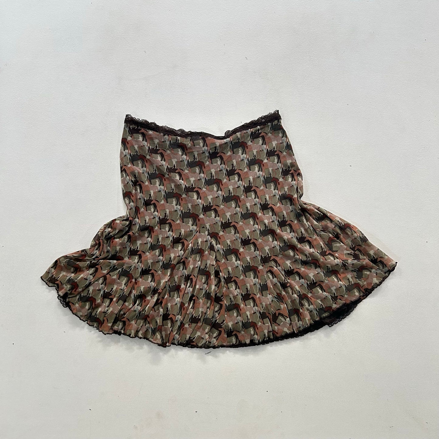 Y2K Mesh Printed Flared KOOKAÏ Skirt