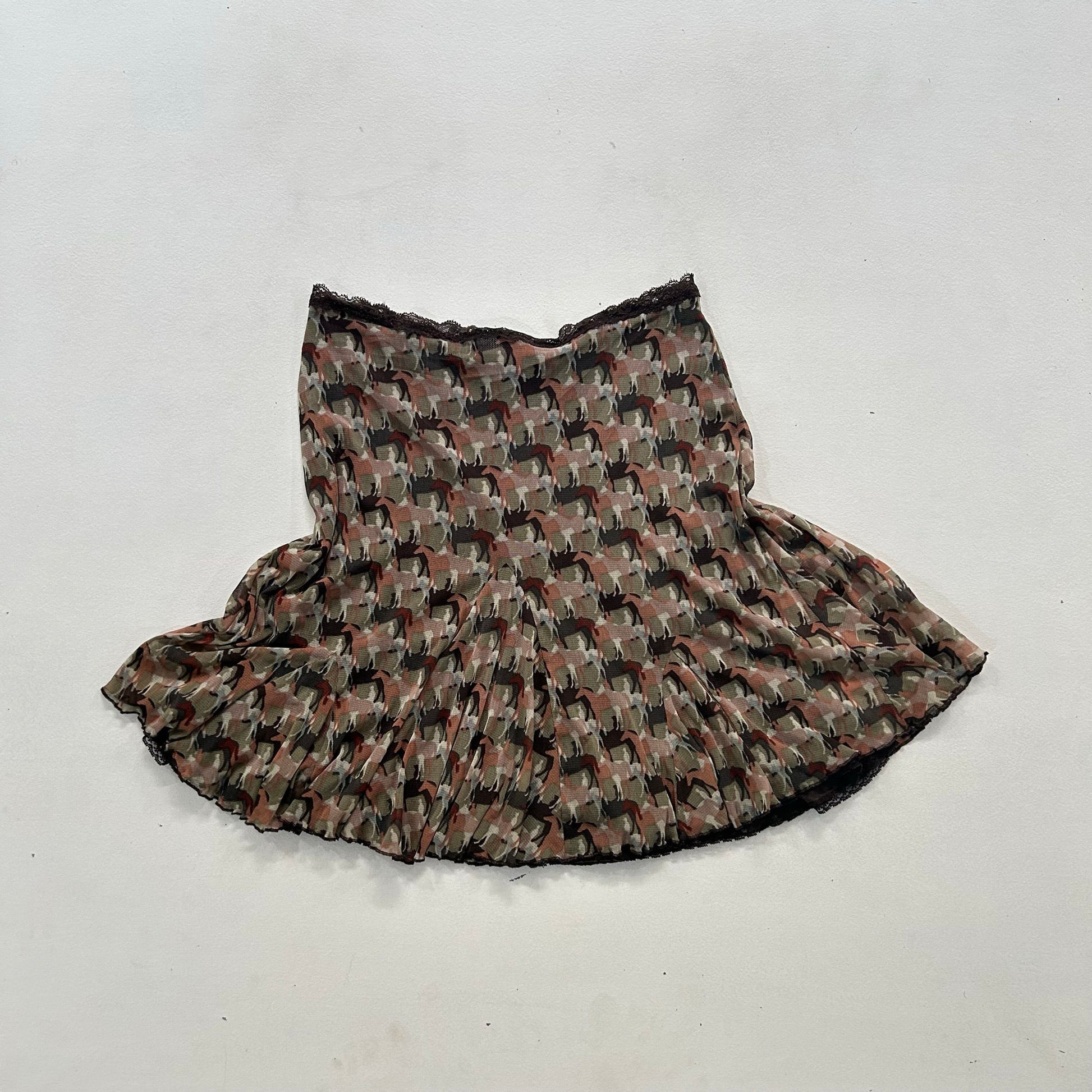 Y2K Mesh Printed Flared KOOKAÏ Skirt