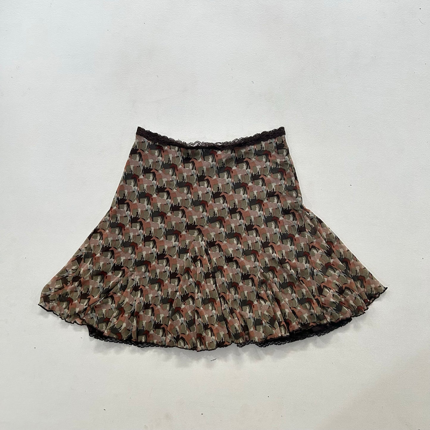 Y2K Mesh Printed Flared KOOKAÏ Skirt
