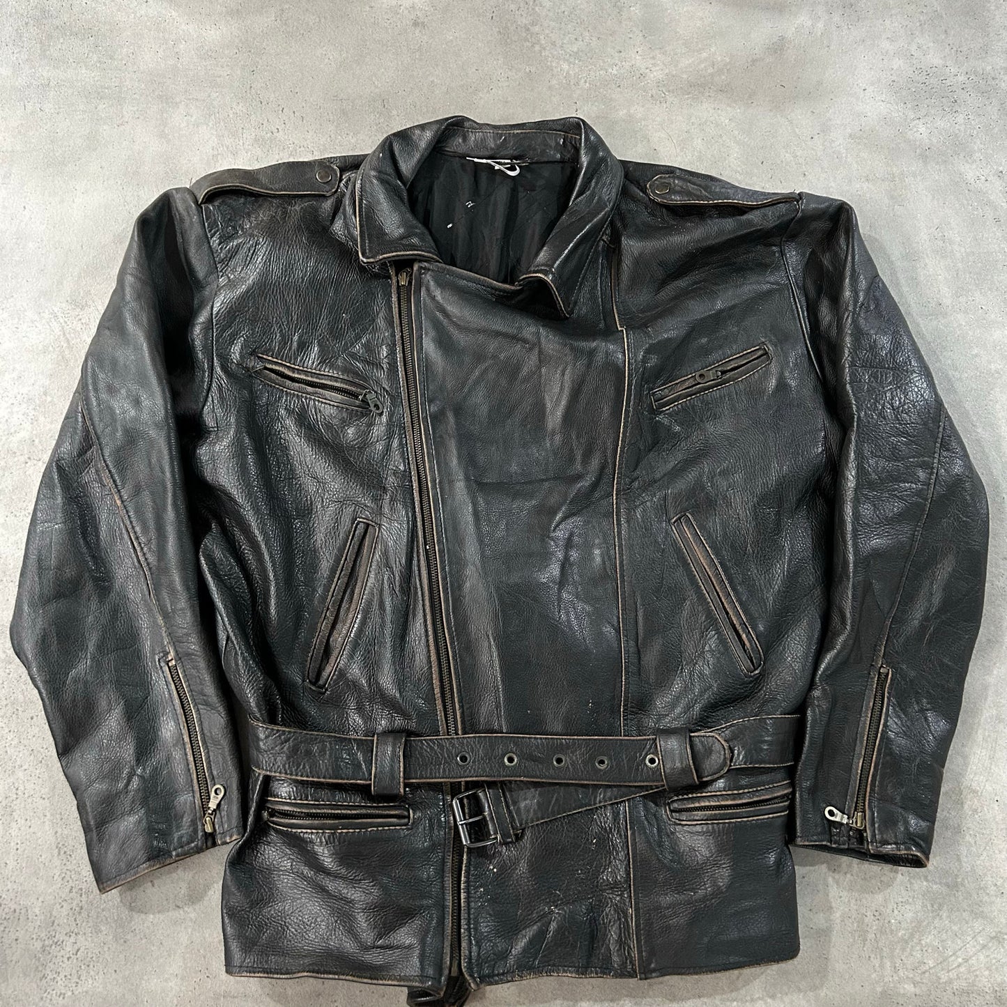 Vintage 70s-90s Germany Military Double Rider Leather Jackets