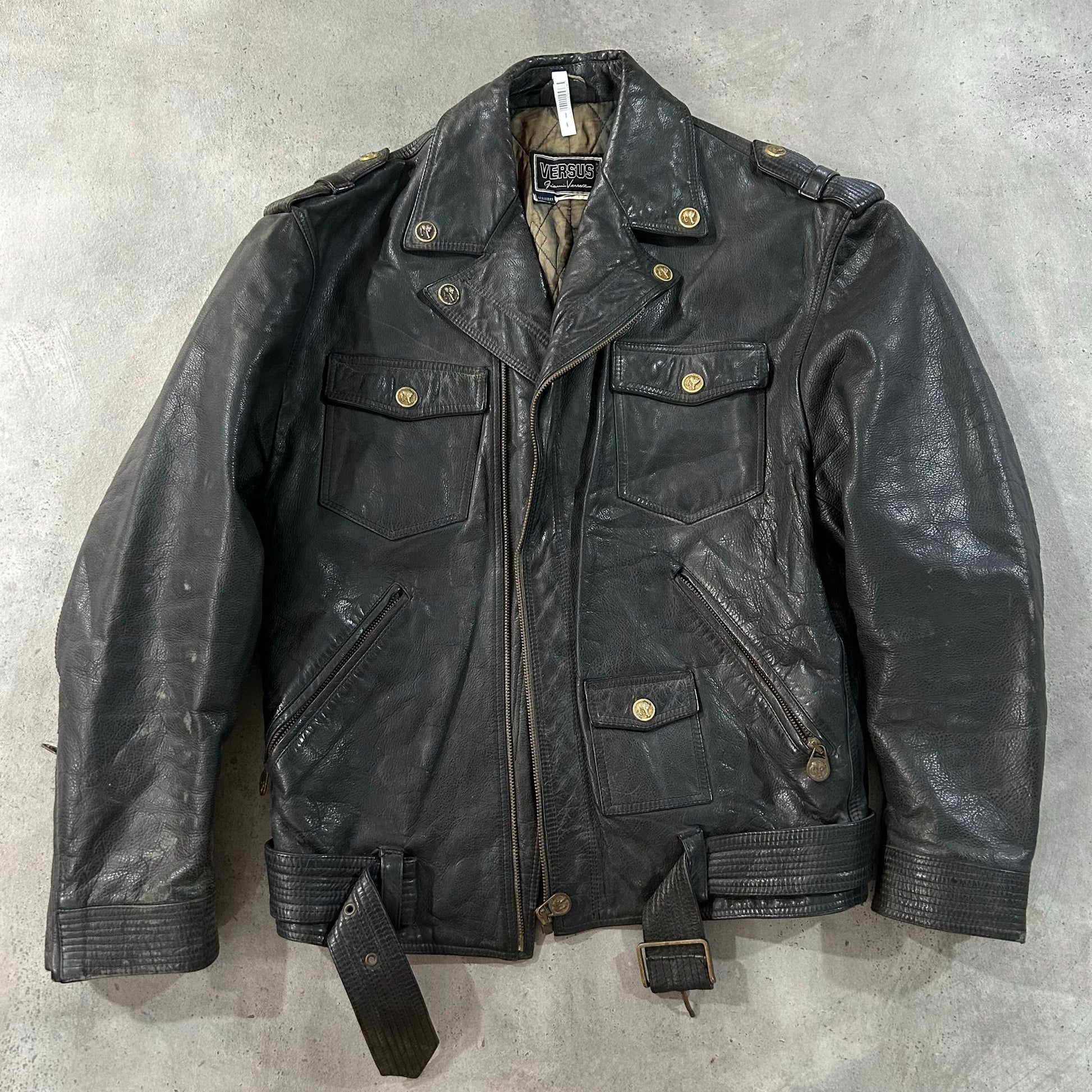 Vintage 70s-90s Italy Versace Pre-owned Luxury Double Rider Leather Jackets