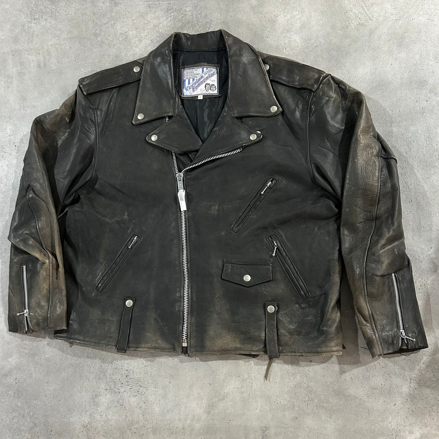 Vintage 70s-90s France Retro Double Rider Leather Jackets