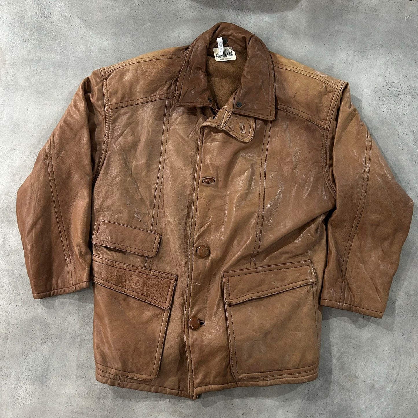 Vintage Italy Retro Mid-Length Leather Jackets