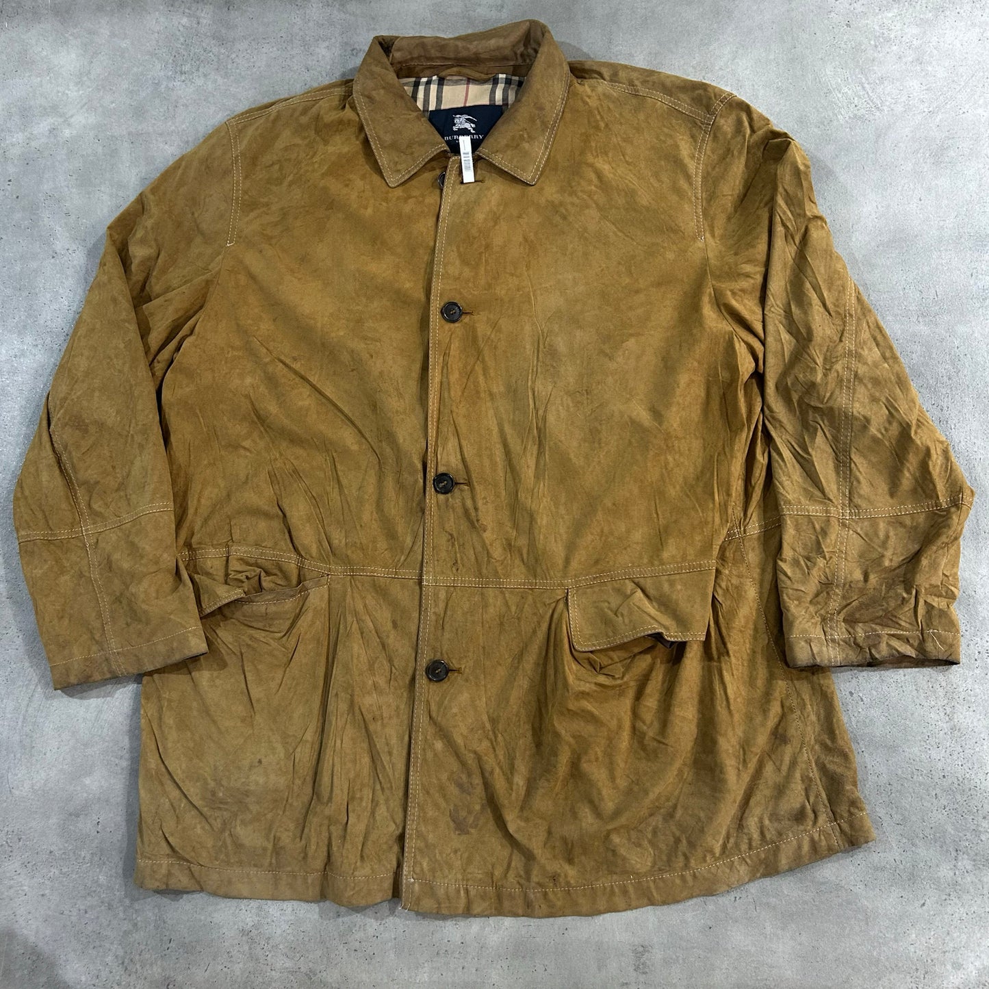 Vintage Burberry Pre-owned Luxury Mid-Length Leather Jackets