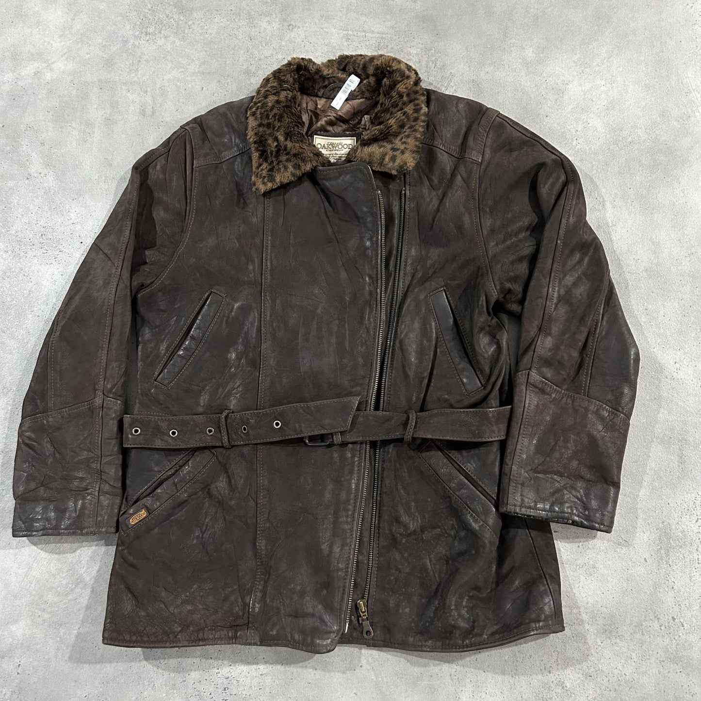 Vintage 70s-90s France Oakwood Retro Mid-Length Leather Jackets