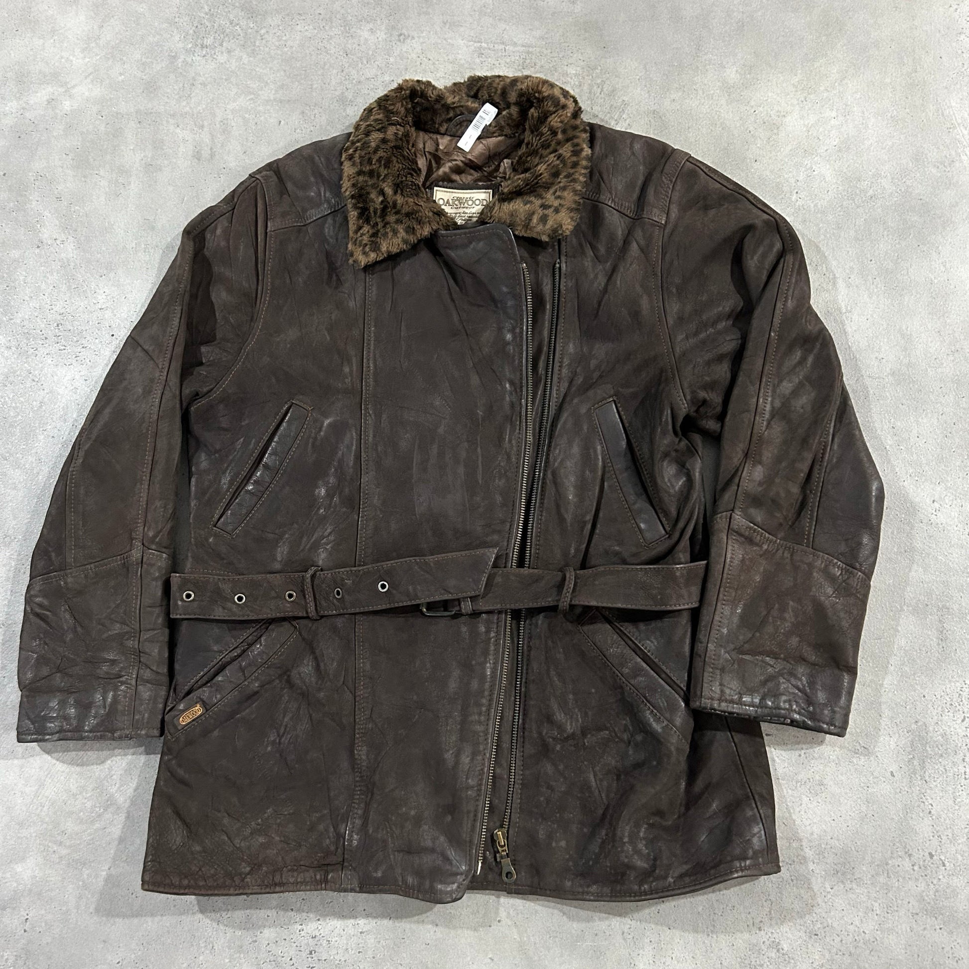 Vintage 70s-90s France Oakwood Retro Mid-Length Leather Jackets