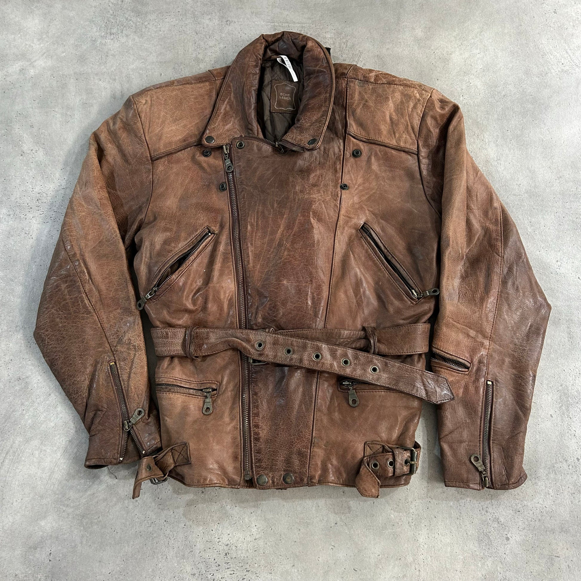 Vintage 70s-90s Germany Retro Double Rider Leather Jackets