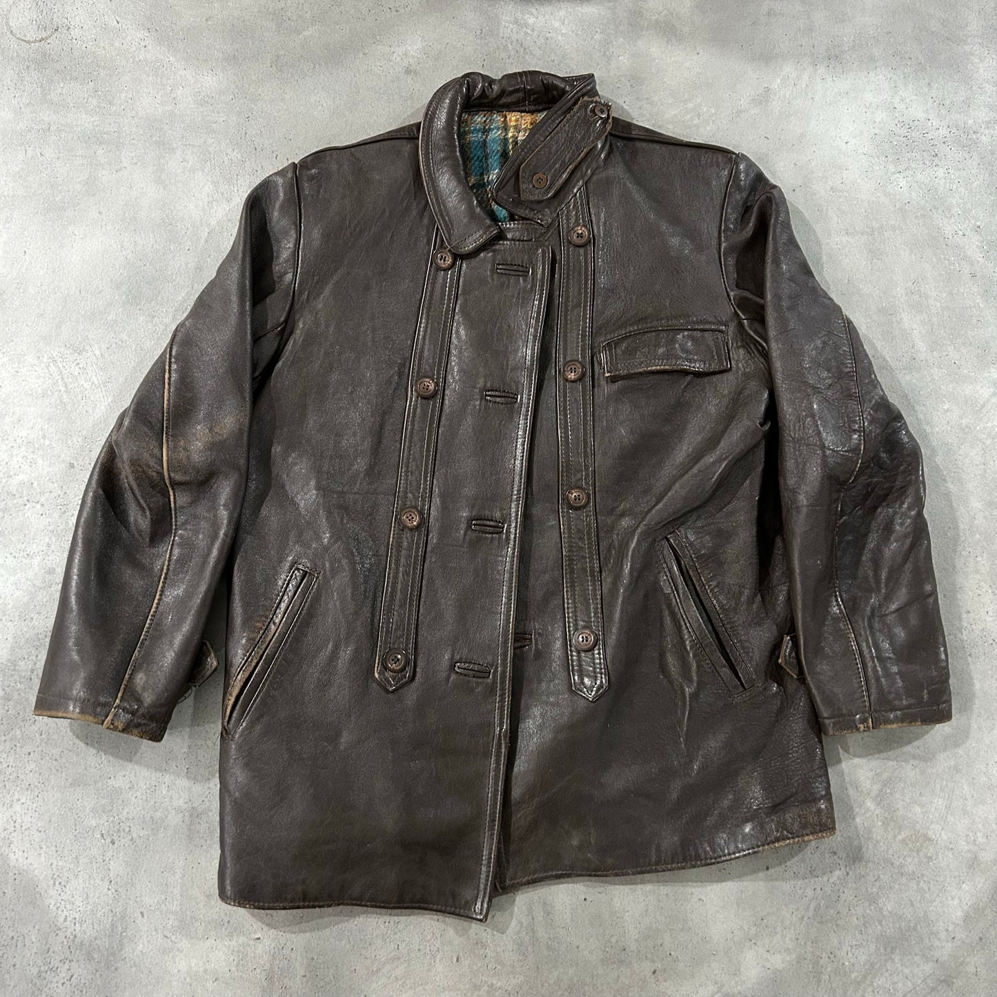 Vintage 50s-60s France Workwear Mid-Length Leather Jackets