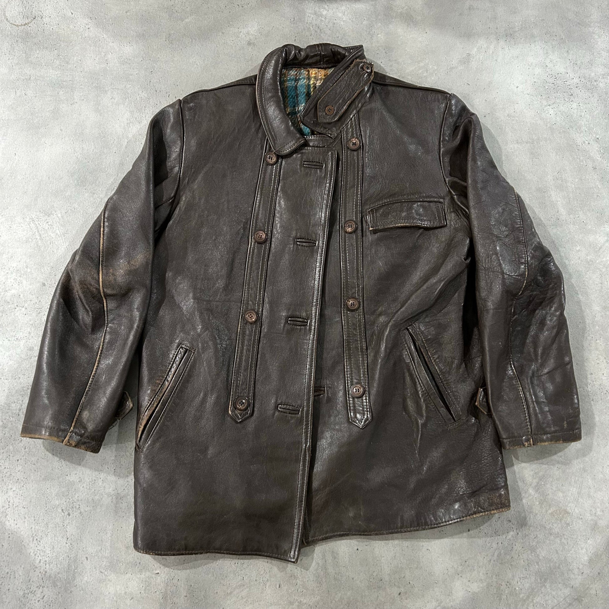 Vintage 50s-60s France Workwear Mid-Length Leather Jackets