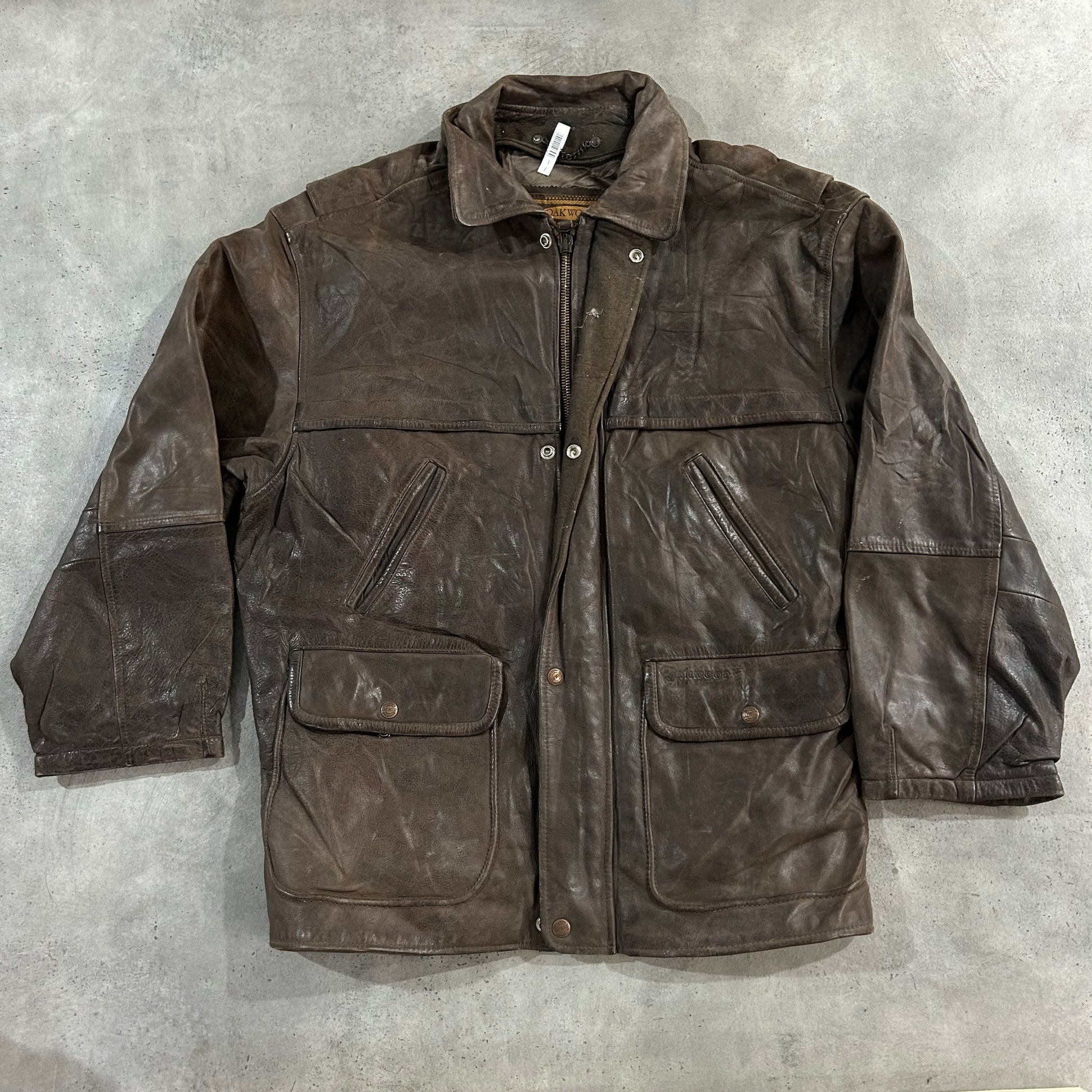 Vintage Oakwood Retro Mid-Length Leather Jackets