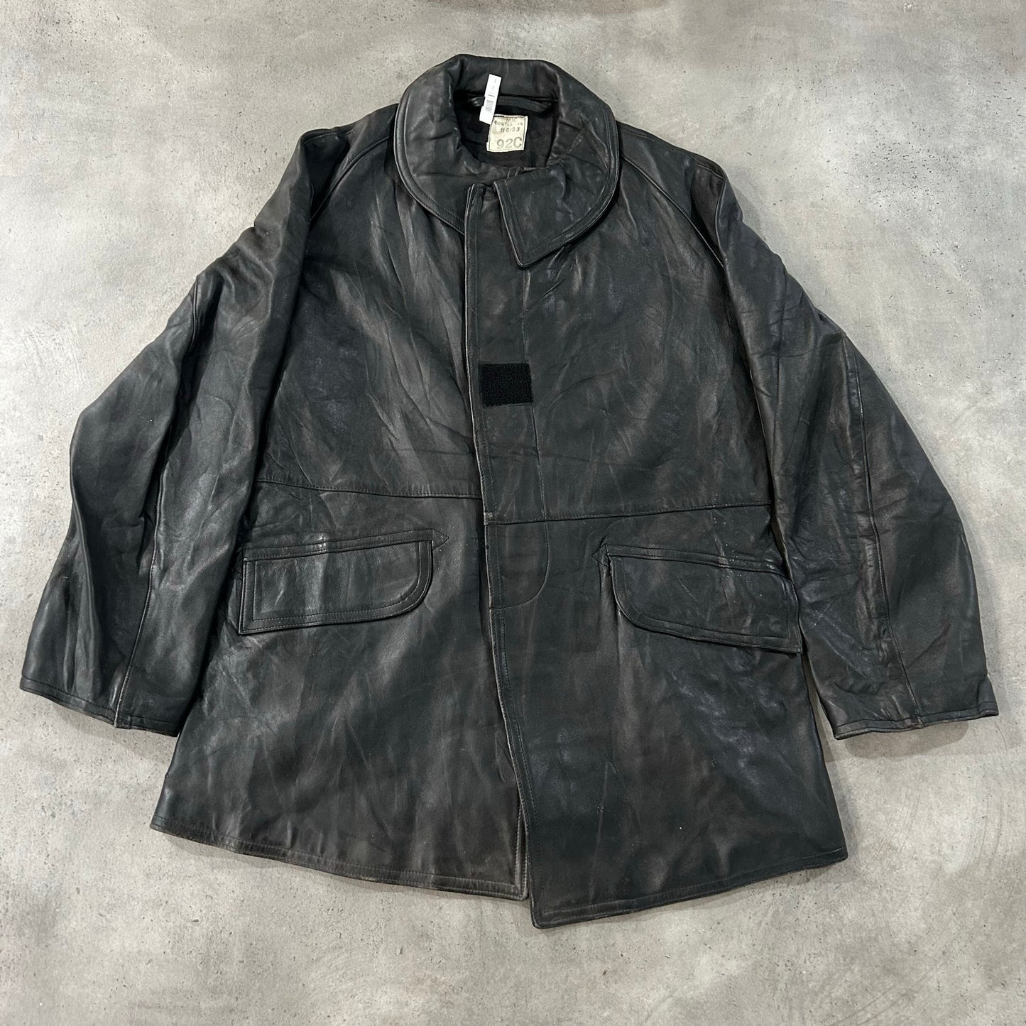 Vintage 70s-90s France Military Mid-Length Leather Jackets