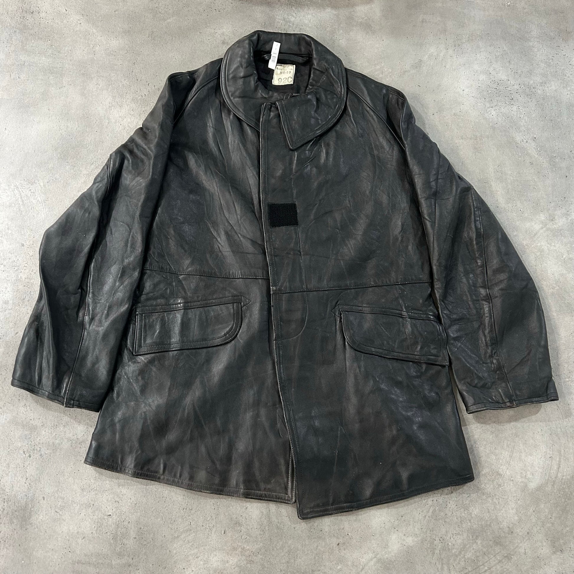 Vintage 70s-90s France Military Mid-Length Leather Jackets