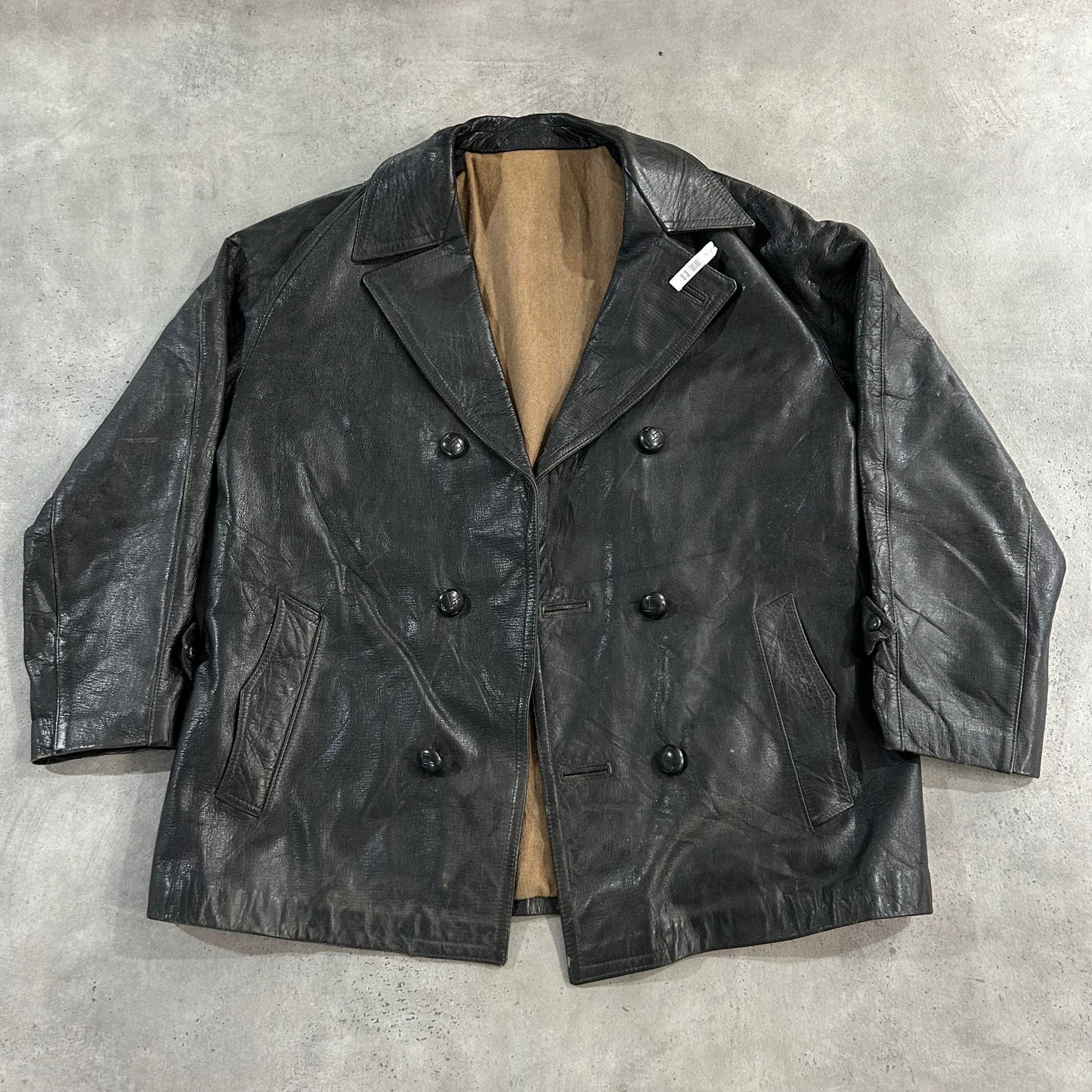 Vintage France Workwear Mid-Length Leather Jackets
