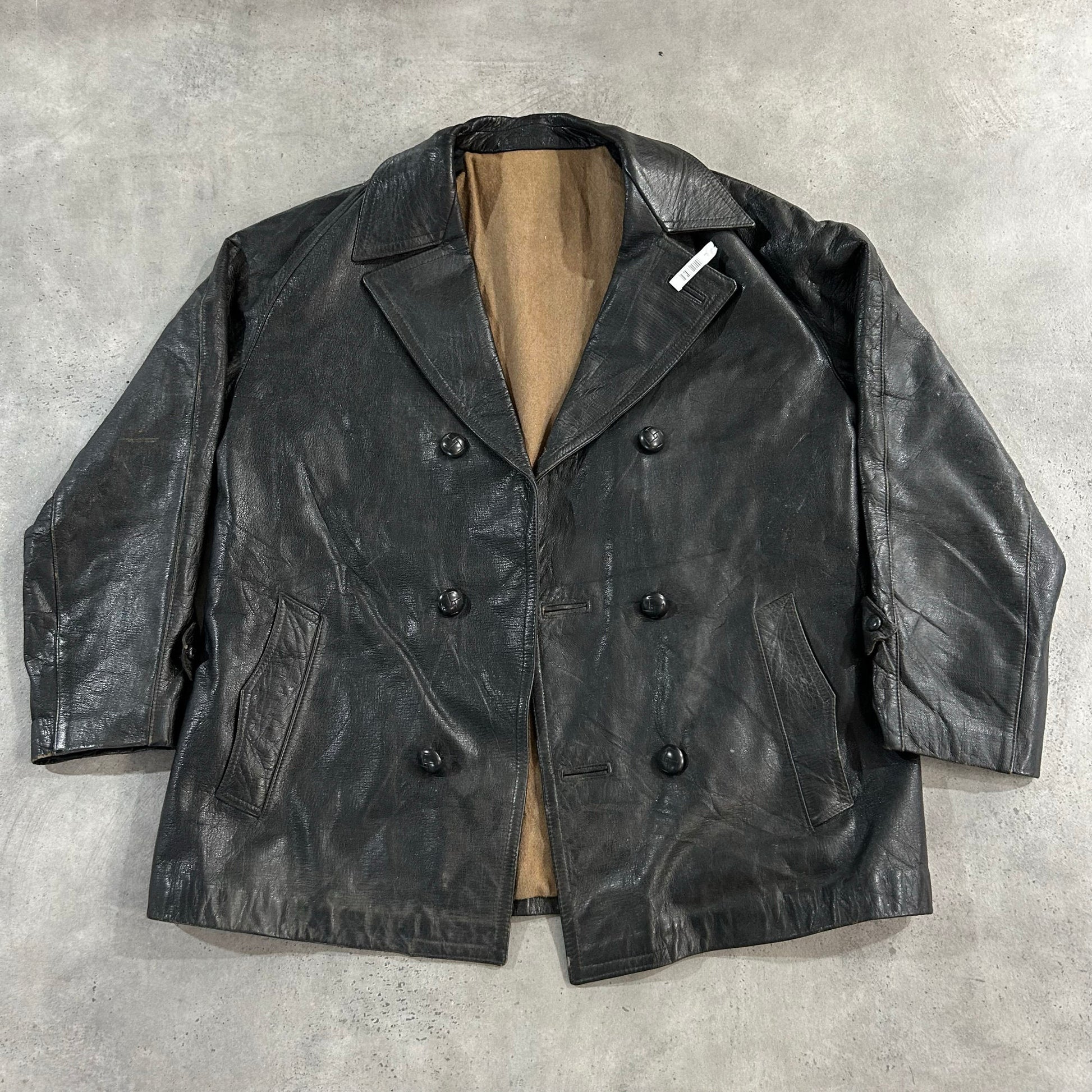 Vintage France Workwear Mid-Length Leather Jackets