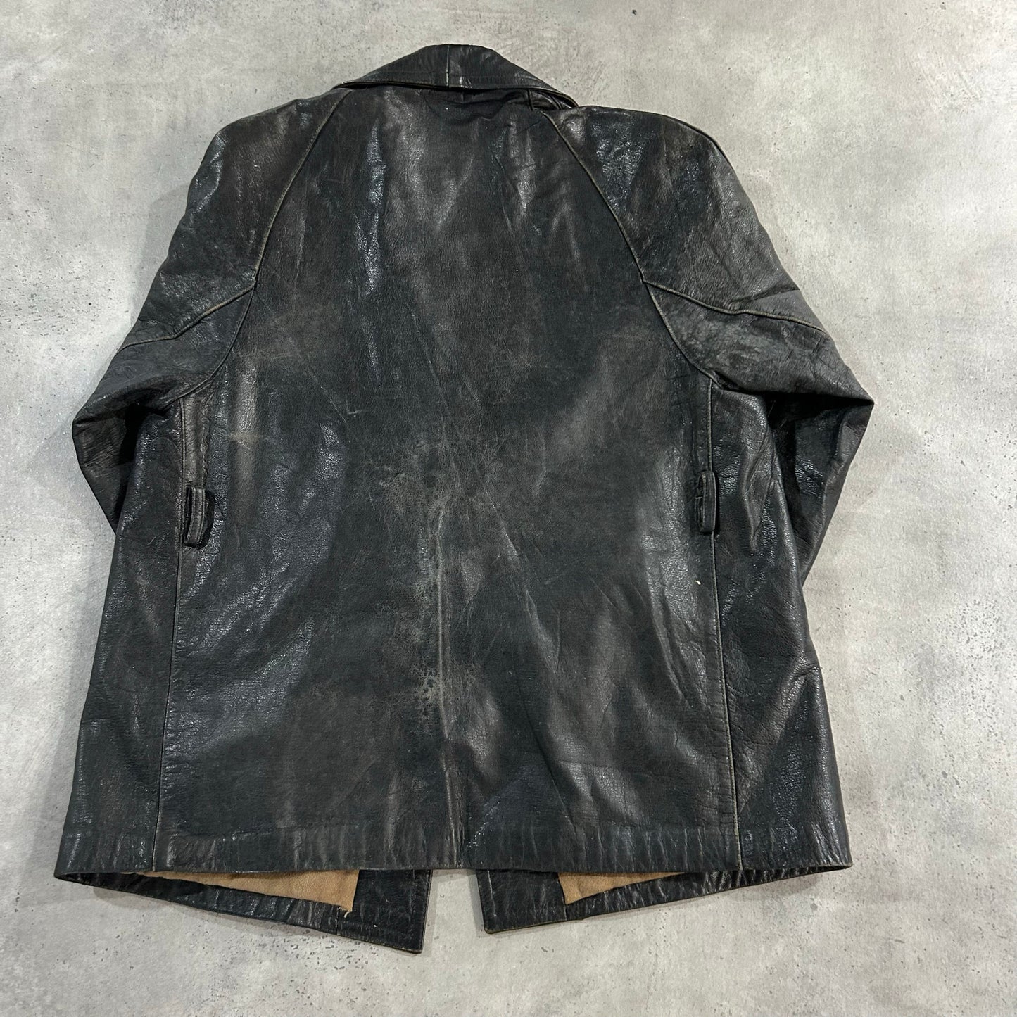 Vintage France Workwear Mid-Length Leather Jackets