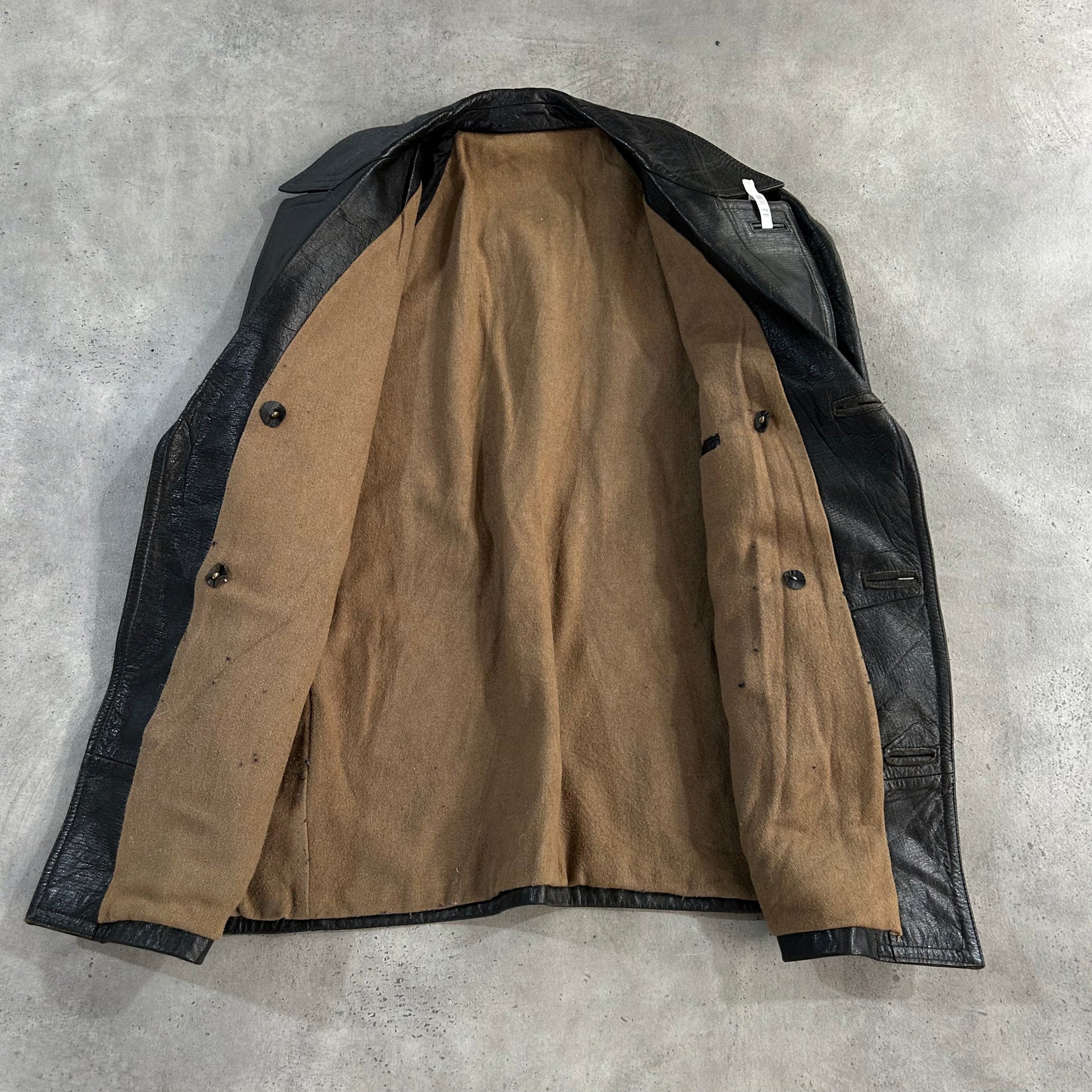 Vintage France Workwear Mid-Length Leather Jackets