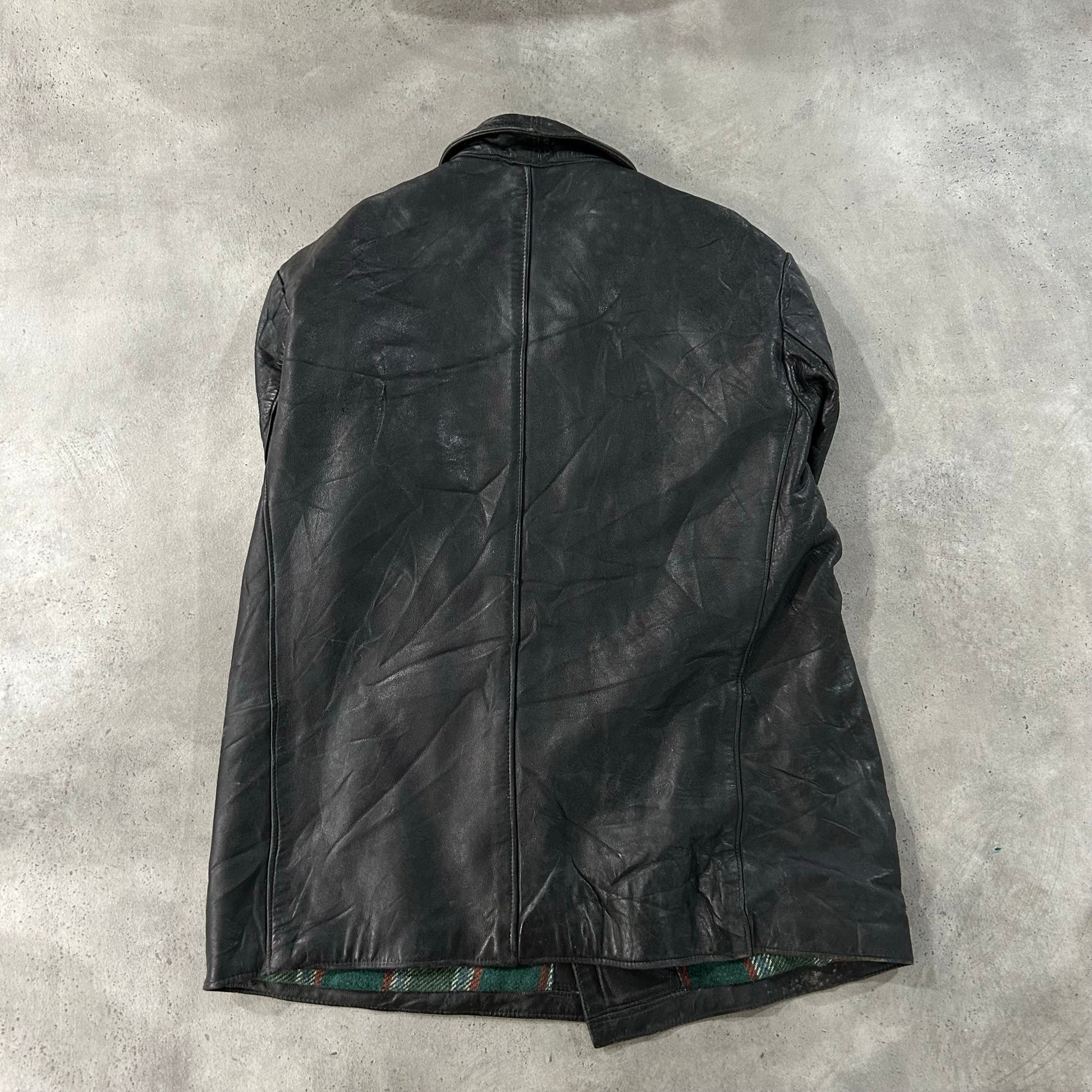 Vintage France Workwear Mid-Length Leather Jackets