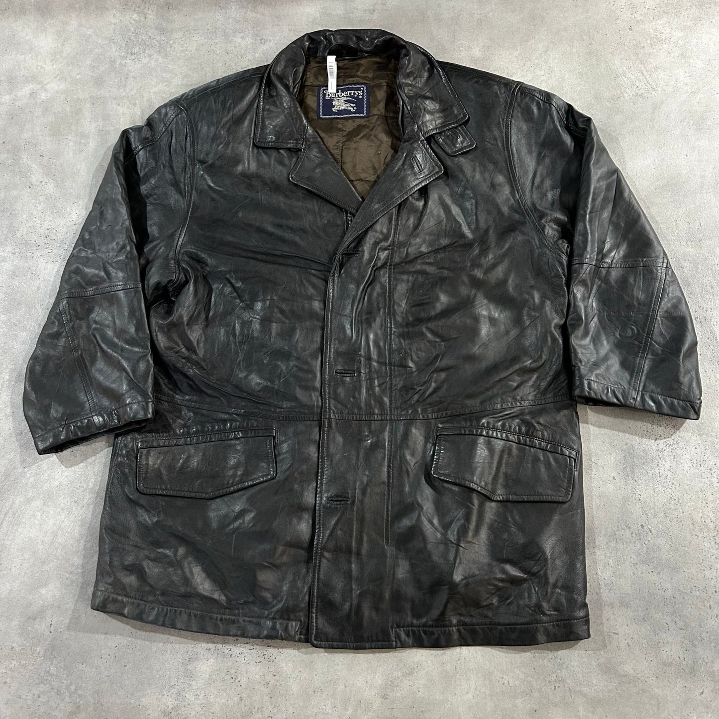 Vintage 70s-90s Burberry Pre-owned Luxury Mid-Length Leather Jackets