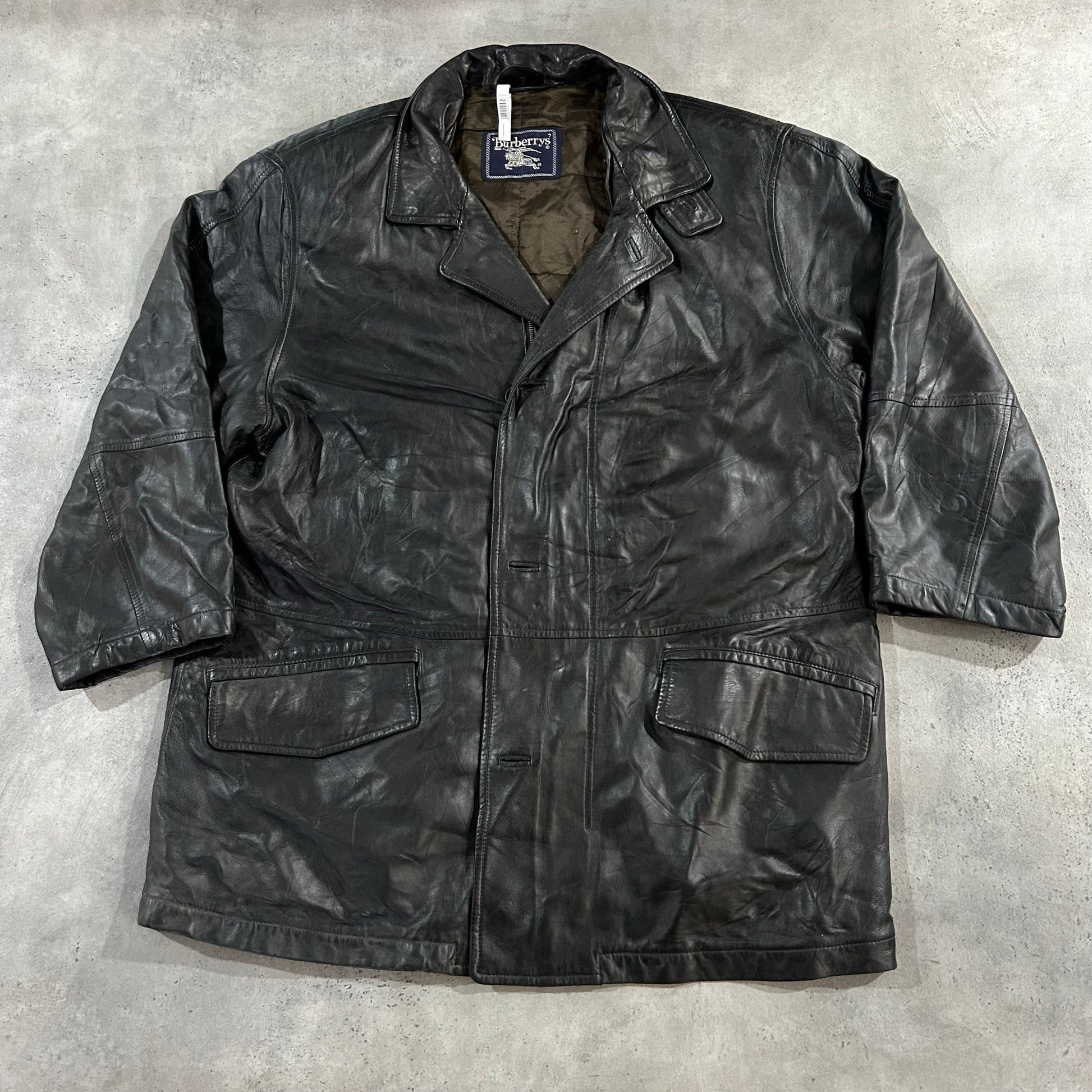 Vintage 70s-90s Burberry Pre-owned Luxury Mid-Length Leather Jackets