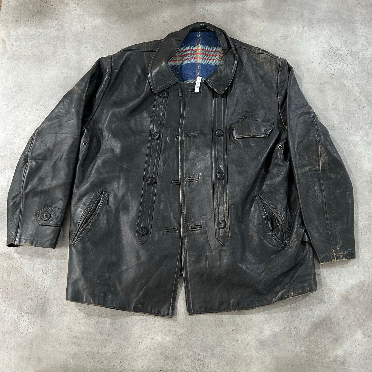 Vintage 50s-60s France Workwear Mid-Length Leather Jackets