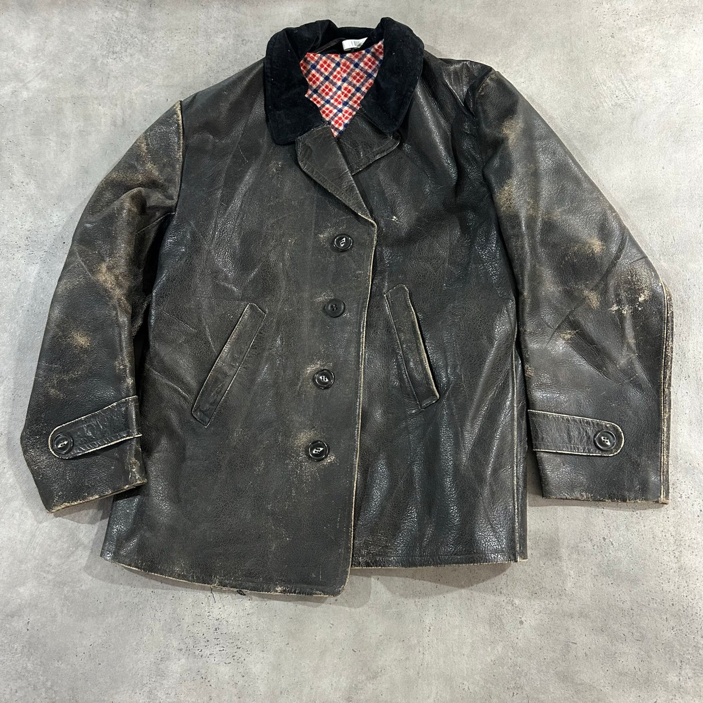 Vintage 50s-60s France Workwear Mid-Length Leather Jackets